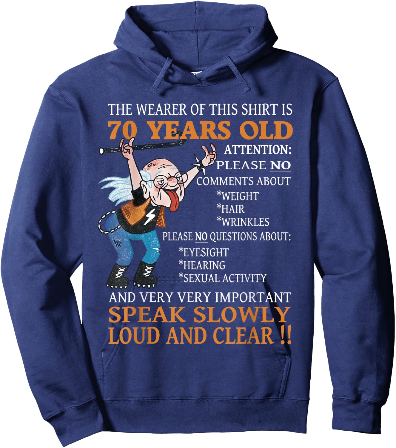 funny 70th Birthday Women Men 70 years old Bday Hoodie - Hoodie | Navy