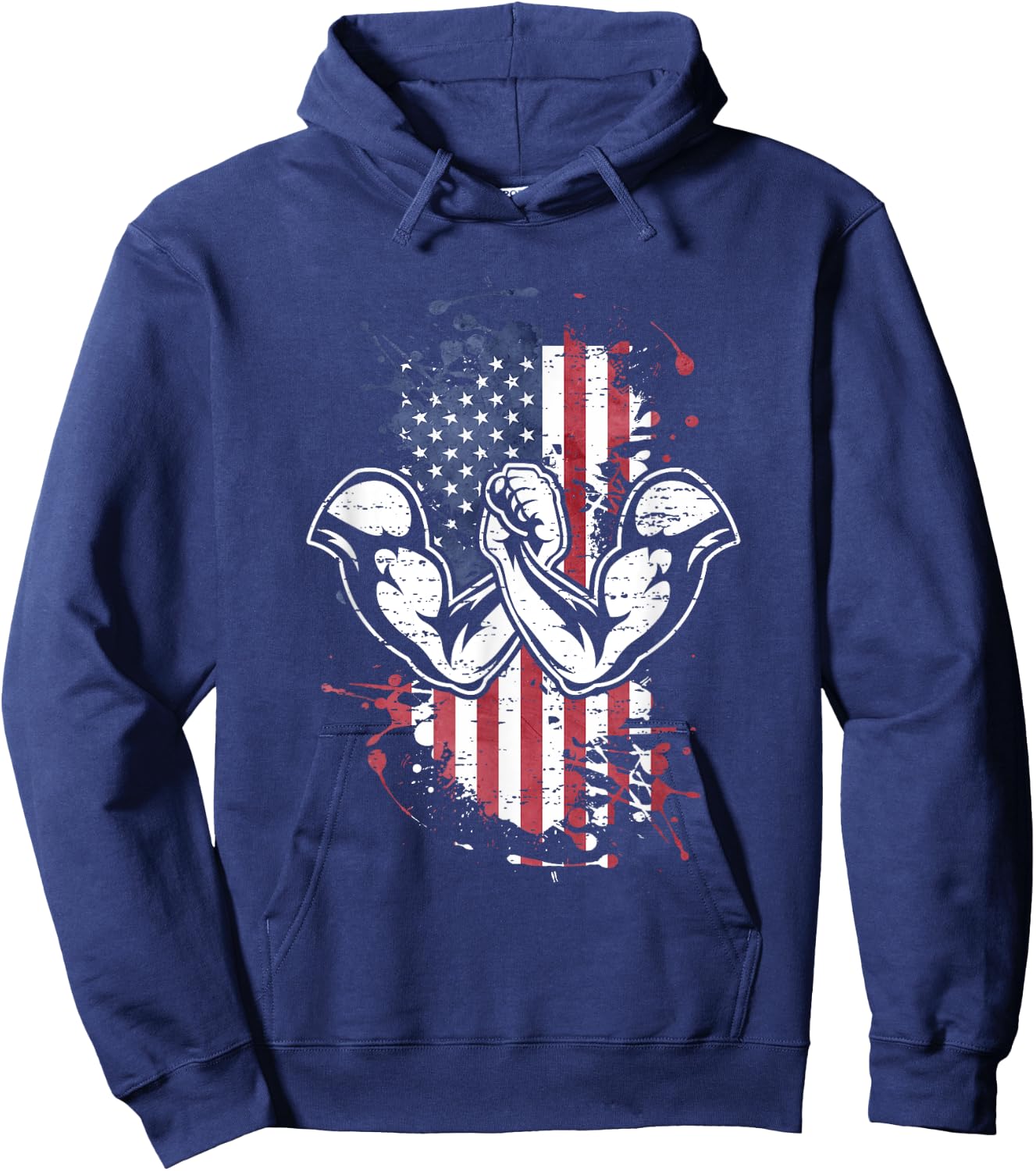 Arm Wrestling USA Flag Men Hoodie - Hoodie | Navy