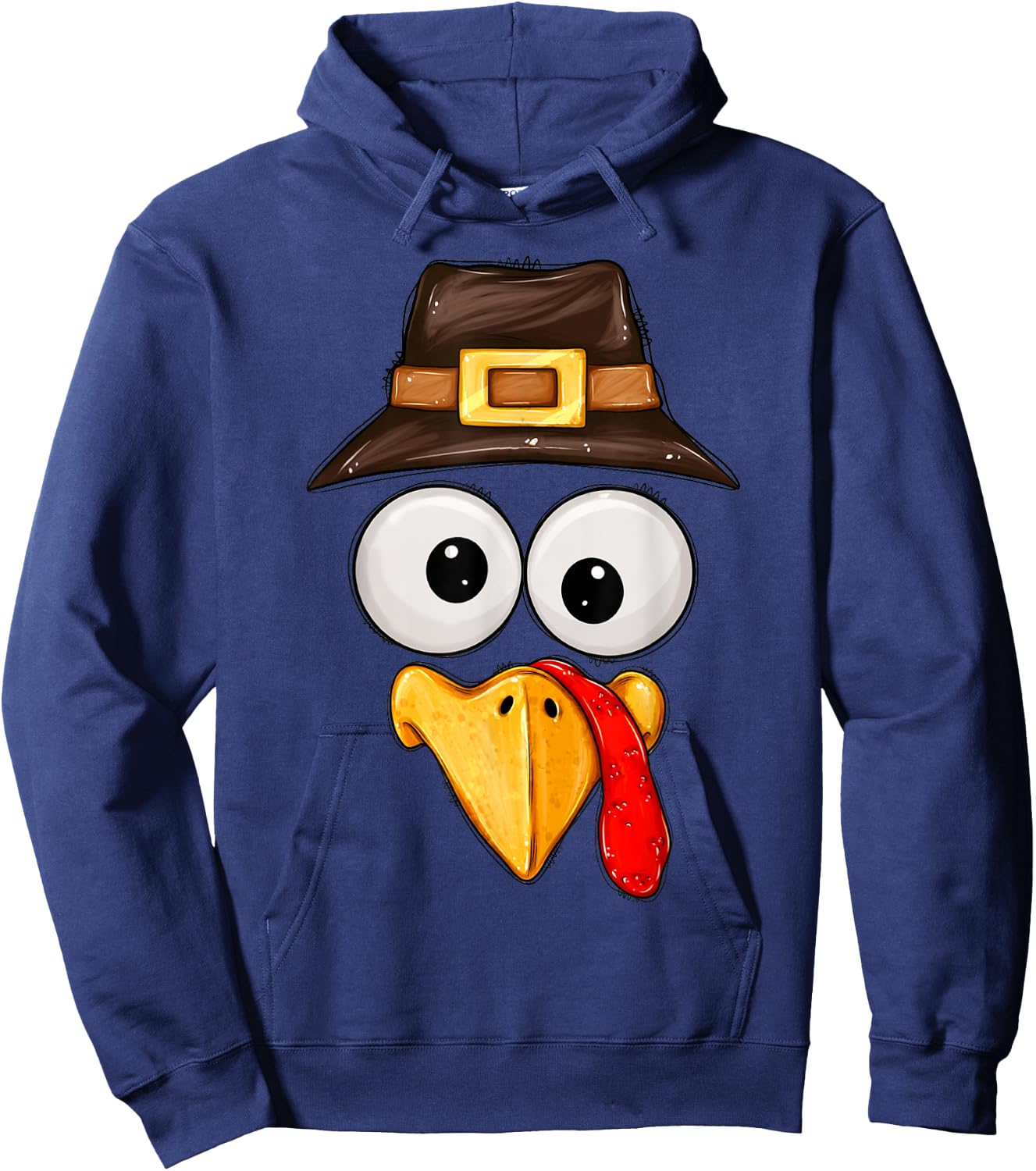 Cute Turkey Face Glasses Boys Kids Thanksgiving Family Hoodie - Hoodie | Navy