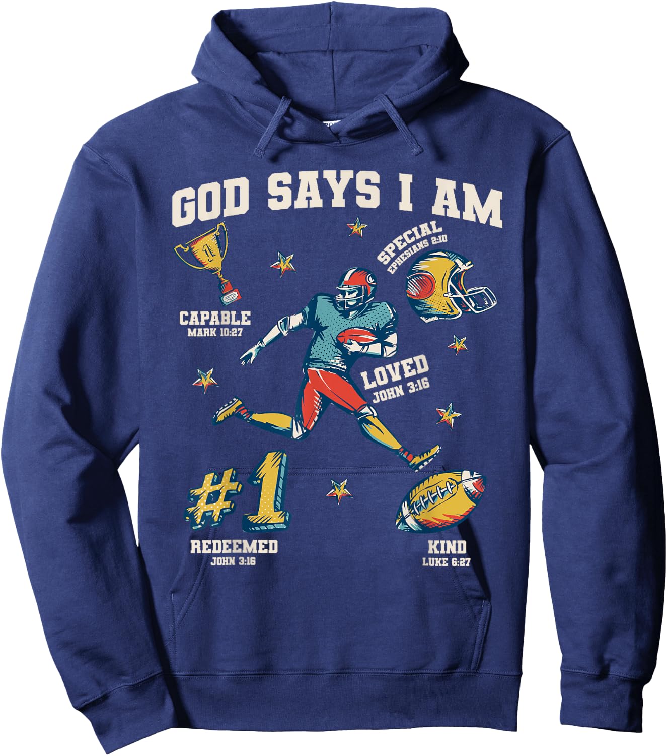 God Says I Am American Football Lover Men Christian Hoodie - Hoodie | Navy