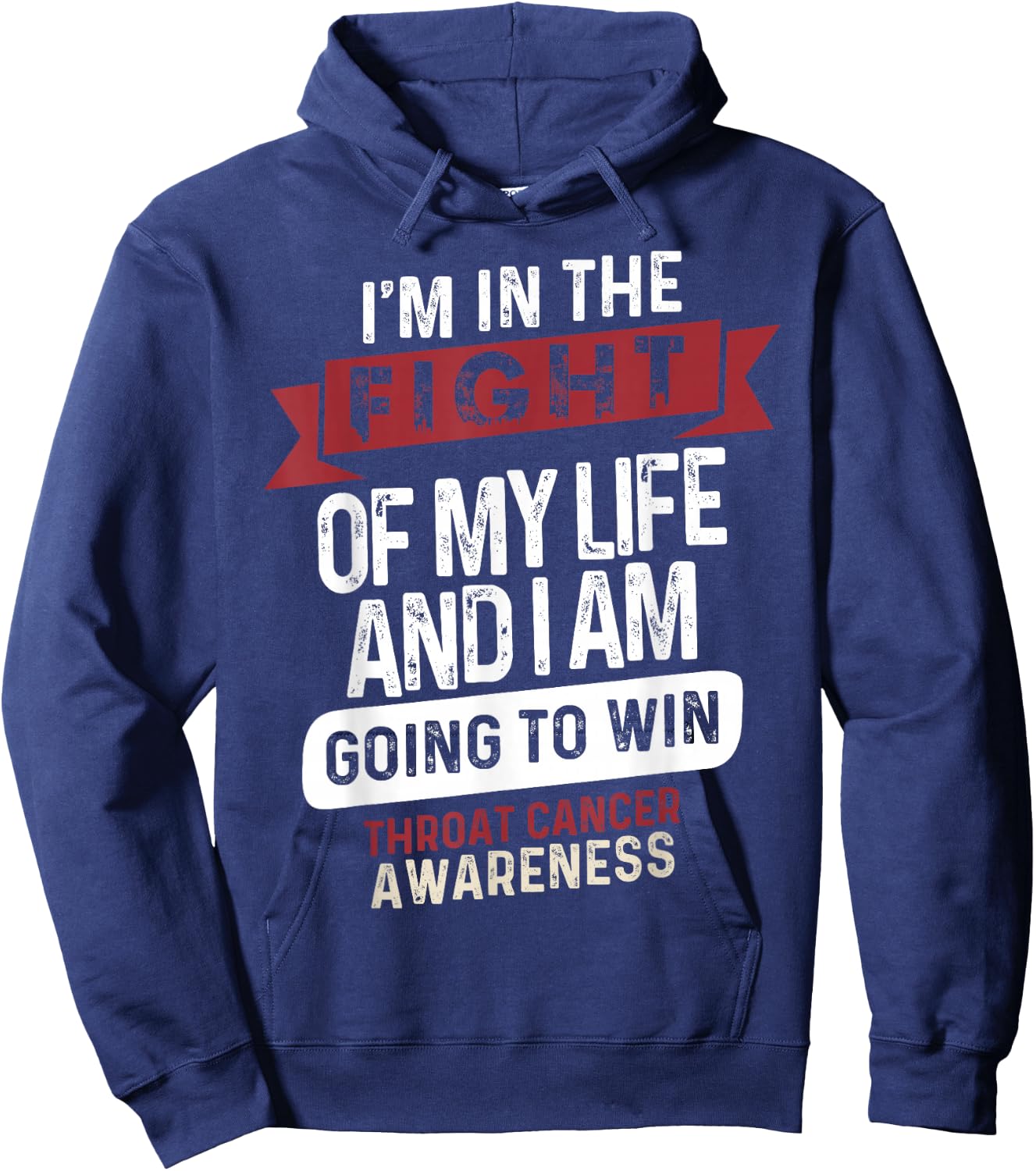 Fight to Win- Throat Cancer Awareness Supporter Ribbon Hoodie - Hoodie | Navy