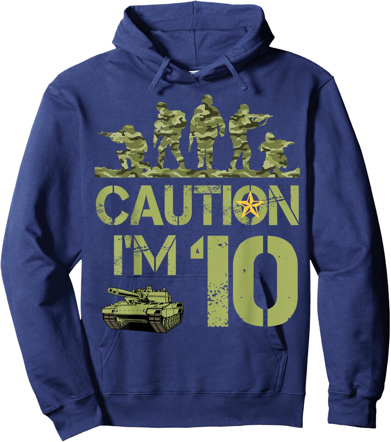10th Birthday Military I'm 10 Year Old Soldier Camo Birthday Hoodie - Hoodie | Navy