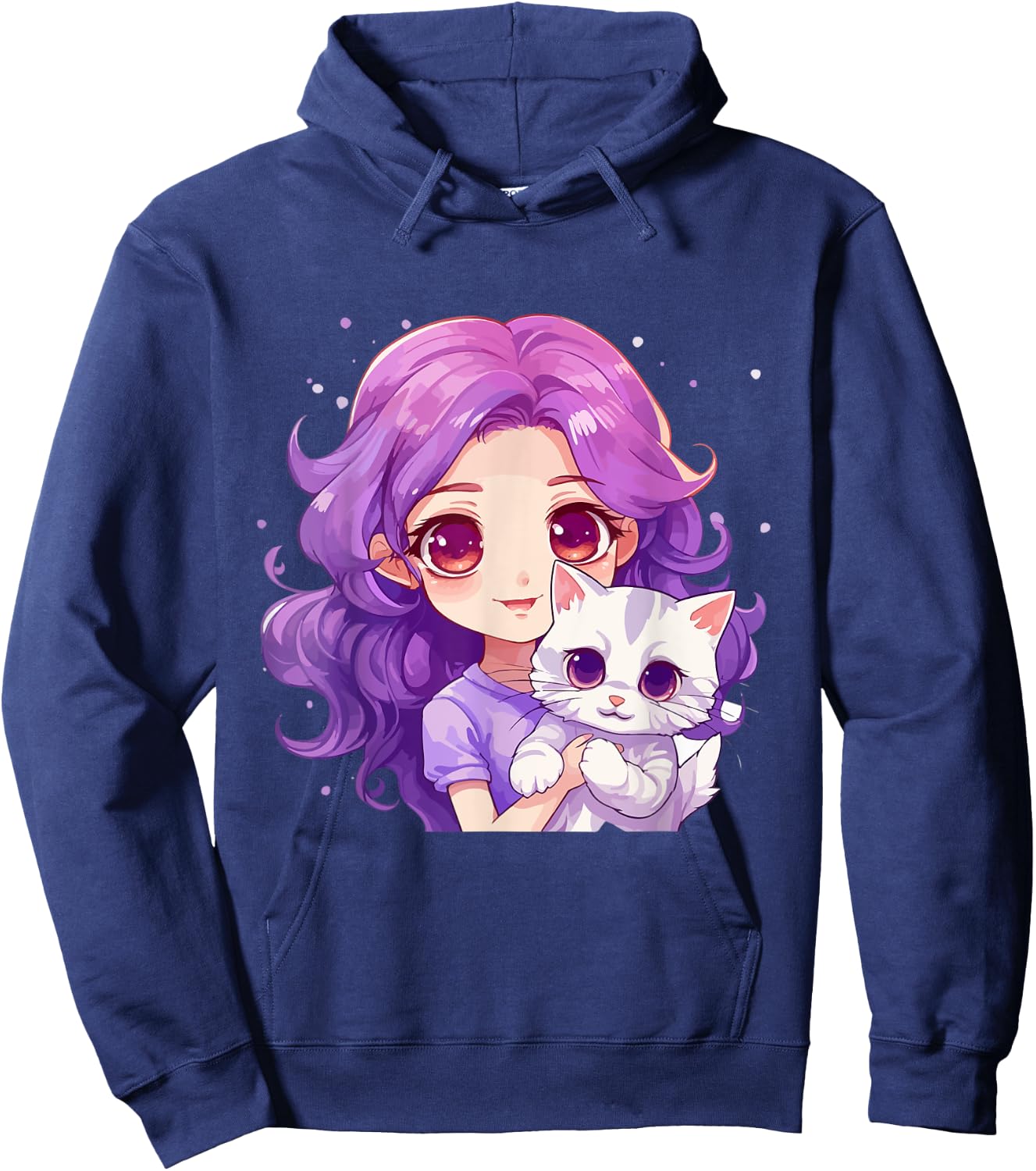 Anime and Cats Lover for Teen Manga kawaii Graphic Otaku Hoodie - Hoodie | Navy