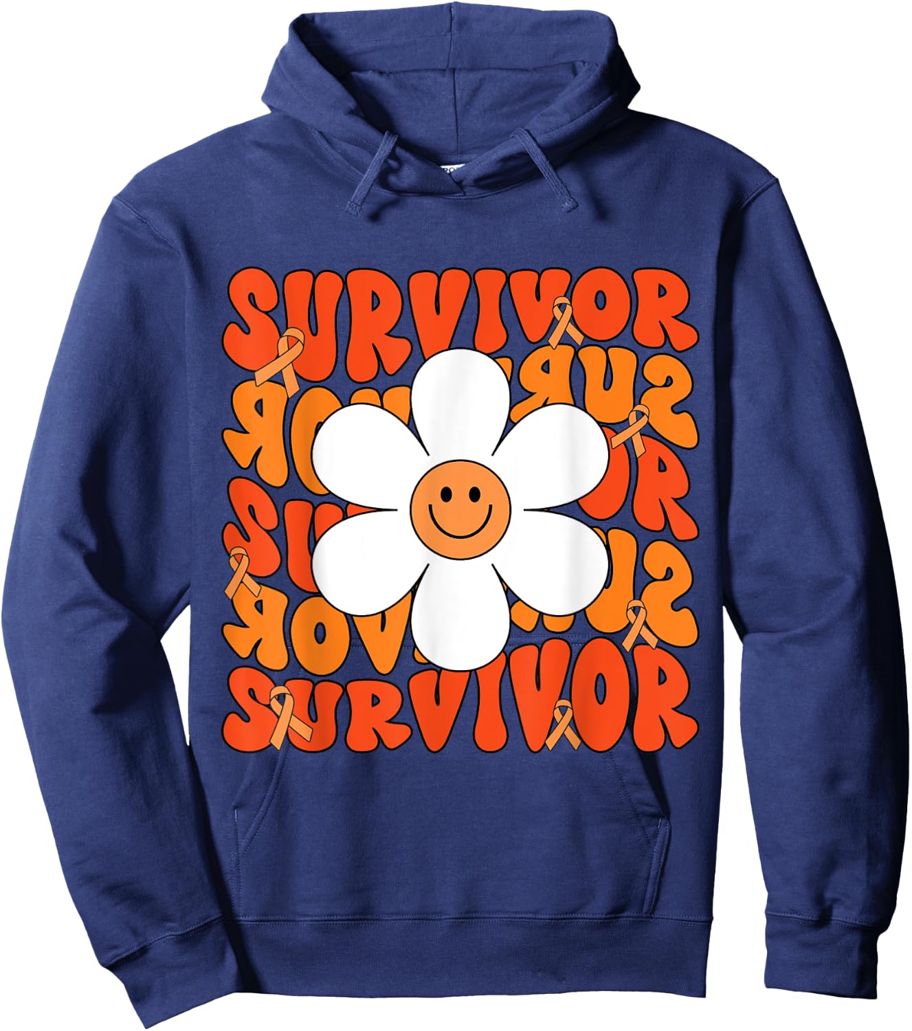 Leukemia Cancer Orange Ribbon Leukemia Cancer Survivor Hoodie - Hoodie | Navy