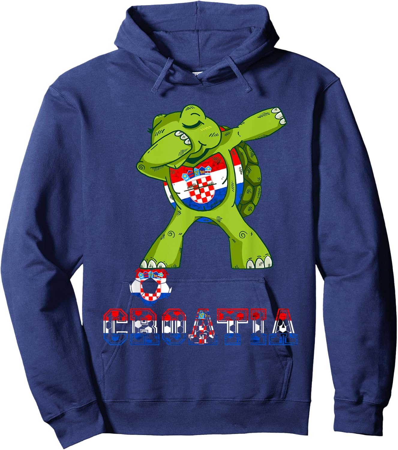 Croatia Dabbing Turtle Croatian Football Croatian Flag Hoodie - Hoodie | Navy
