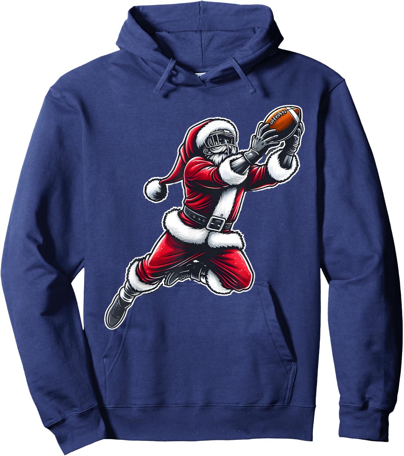 Santa Claus Playing American Football Christmas Football Fan Hoodie - Hoodie | Navy