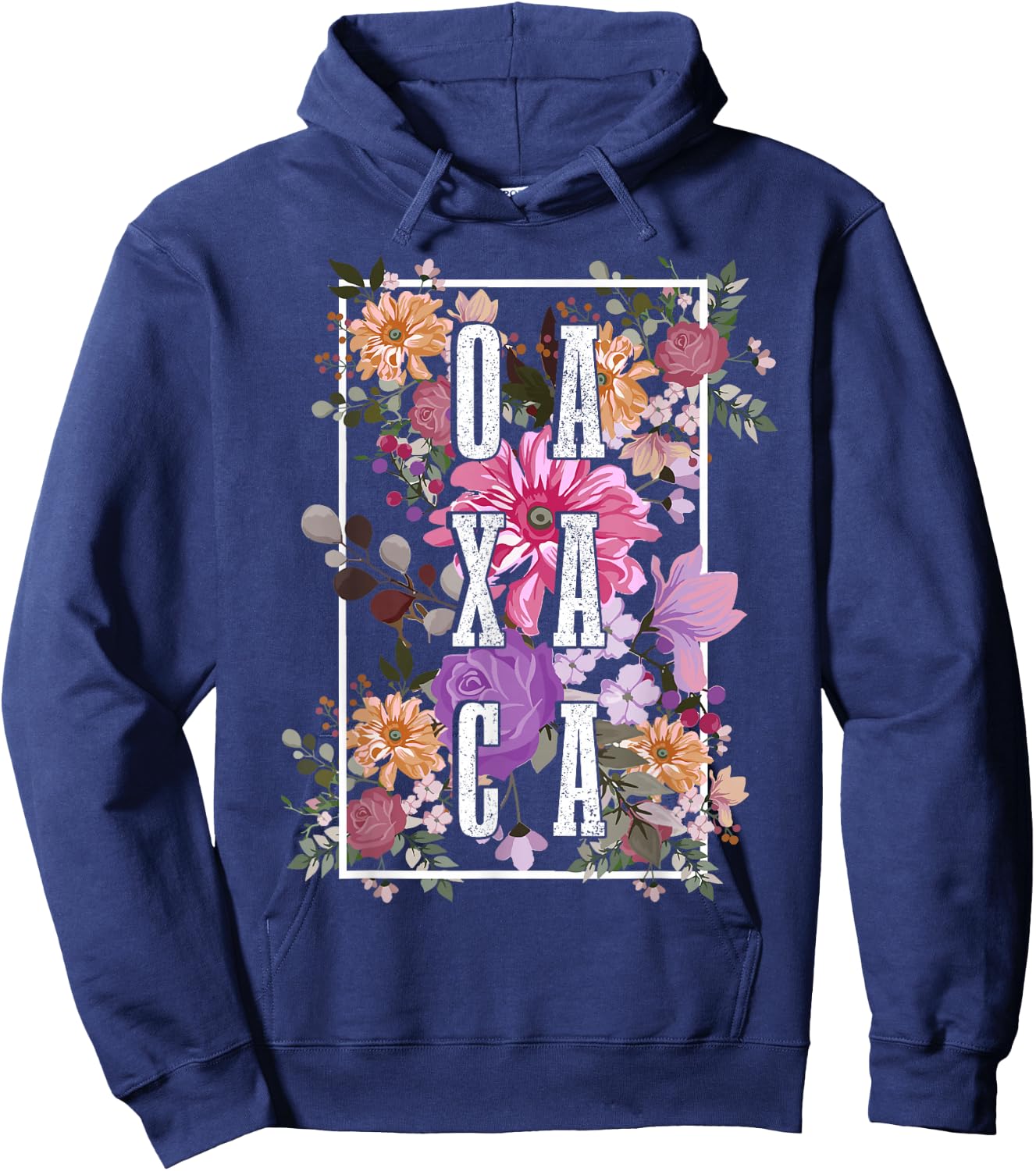 Oaxaca Mexico Vintage Flowers Floral Mexican Hoodie - Hoodie | Navy
