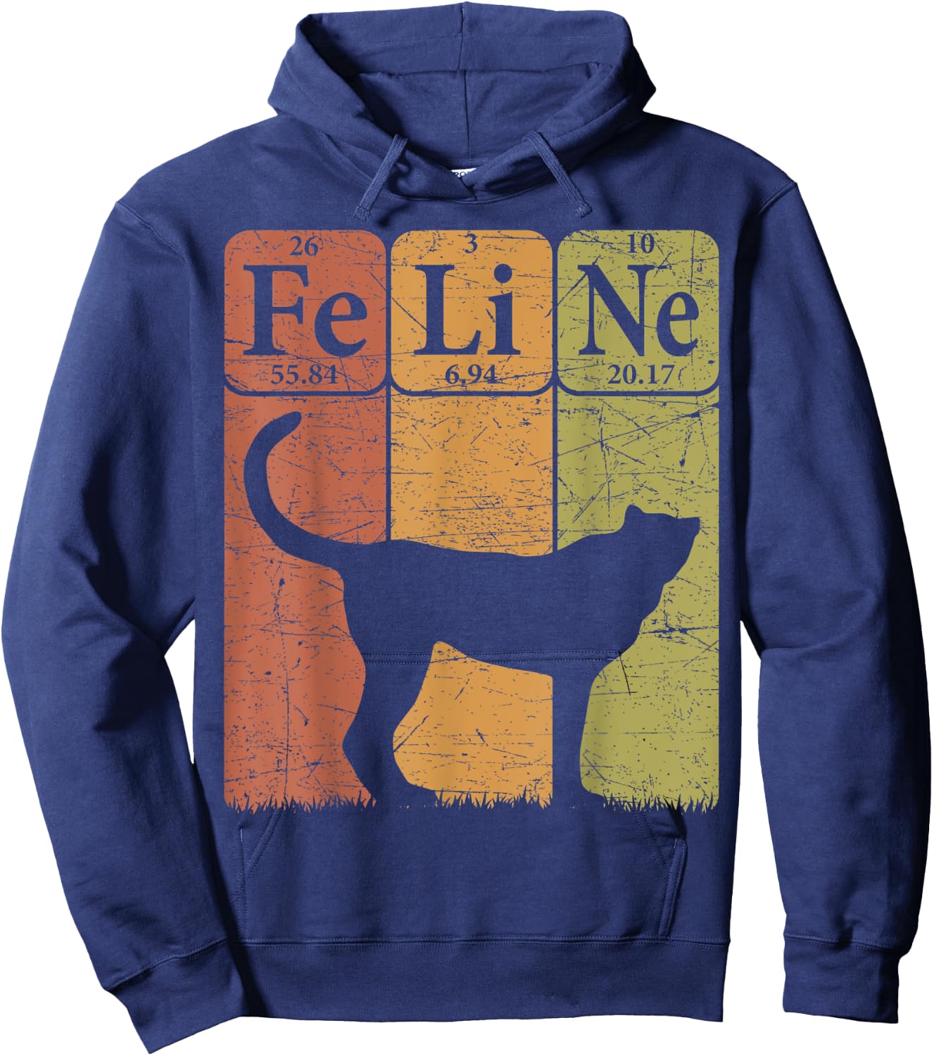 Feline Cheetah Periodic Table Elements Cheetah Retro Hoodie - Hoodie | Navy