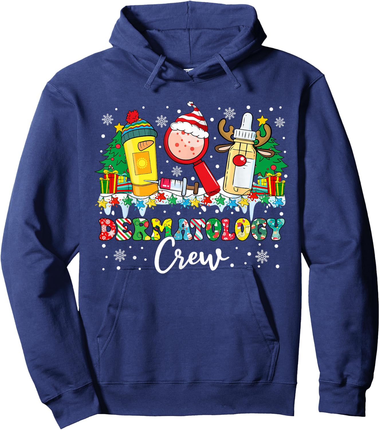 Dermatology Crew Santa Hat Dermatologist Funny Christmas Hoodie - Hoodie | Navy