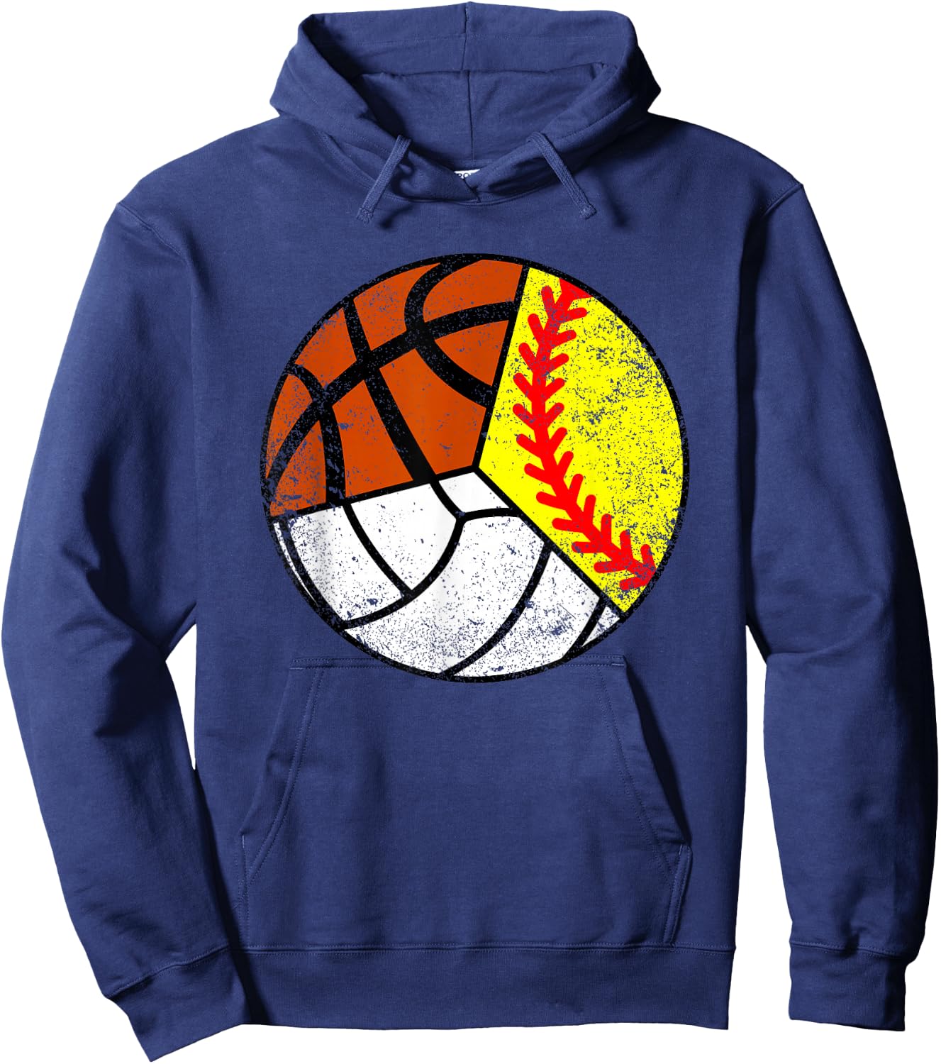 Softball Volleyball Basketball Player Funny Ball Sport Hoodie - Hoodie | Navy