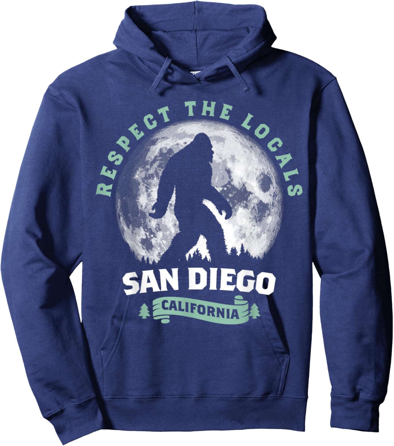 San Diego California Bigfoot Night Walk Retro Hoodie - Hoodie | Navy