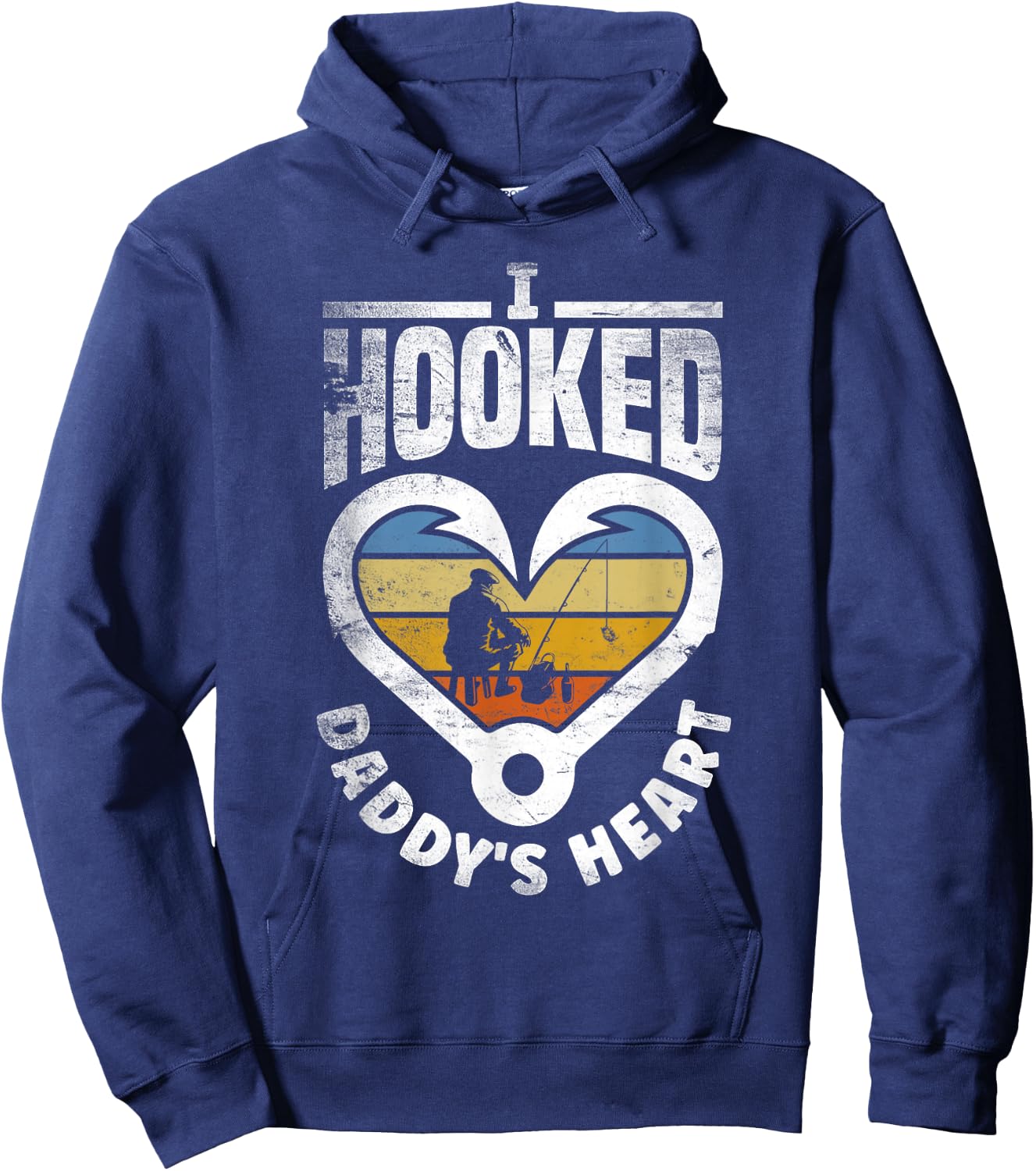 I Hooked Daddy's Heart Fishing Father's Day Hoodie - Hoodie | Navy
