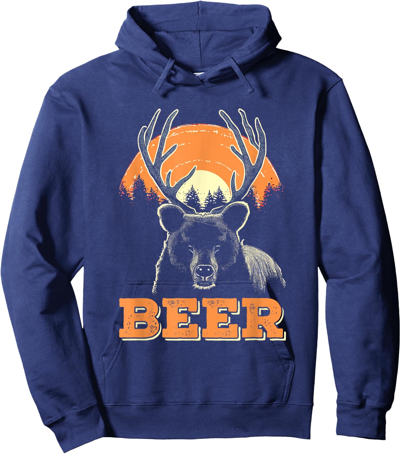 Bear Deer Beer - Vintage Funny Bear + Dear Pun Hoodie - Hoodie | Navy