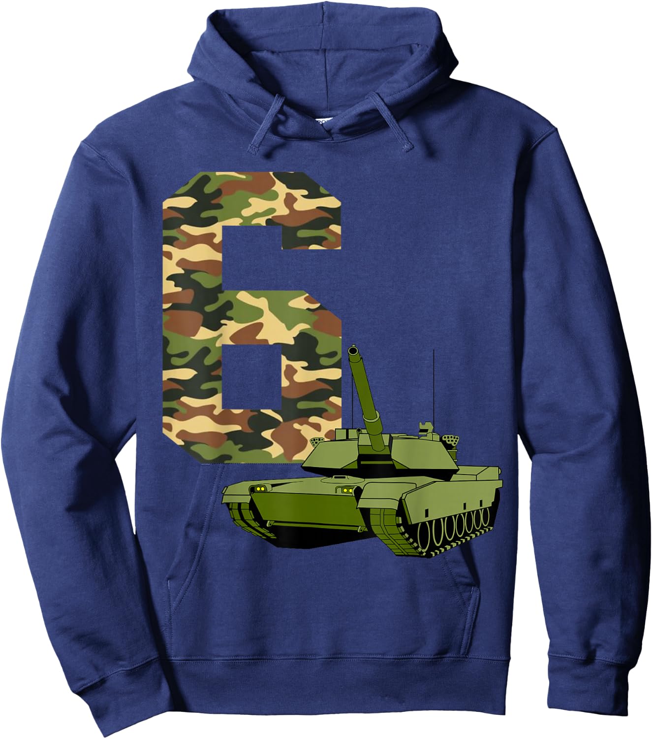 Boy 6th Birthday Military Tank Battle Themed 6 Year Old Kids Hoodie - Hoodie | Navy