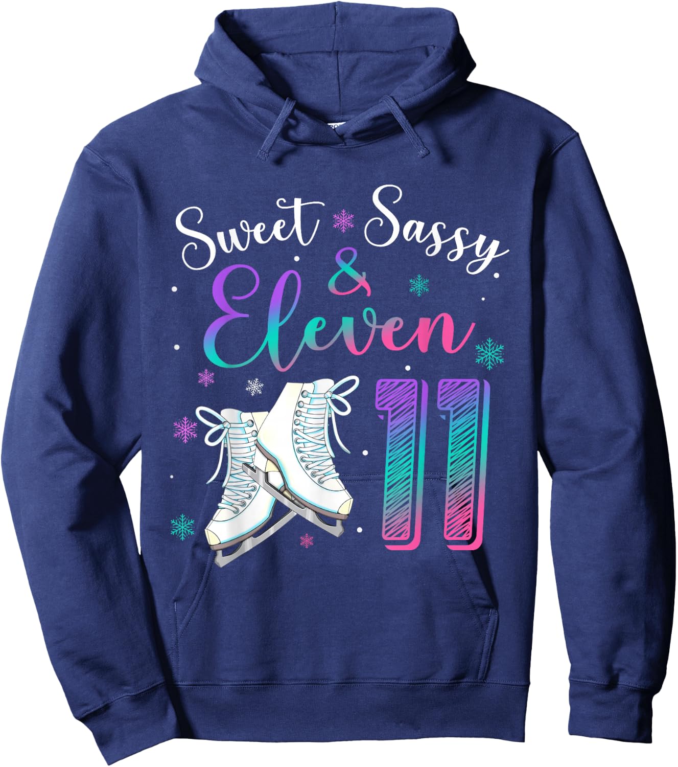 Sweet Sassy & Eleven Figure Skating Ice Skate 11th Birthday Hoodie - Hoodie | Navy