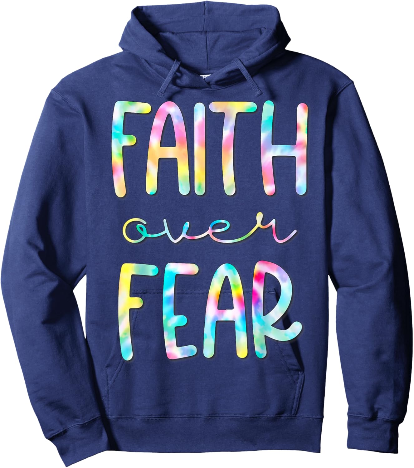 Christian Shirt for Girls Faith Over Fear Trust God Tie Dye Hoodie - Hoodie | Navy