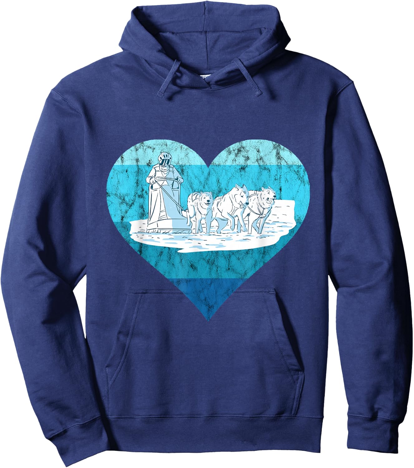 Winter Sport Vintage Sled Dog Snow Sleding Sleigh Mushing Hoodie - Hoodie | Navy