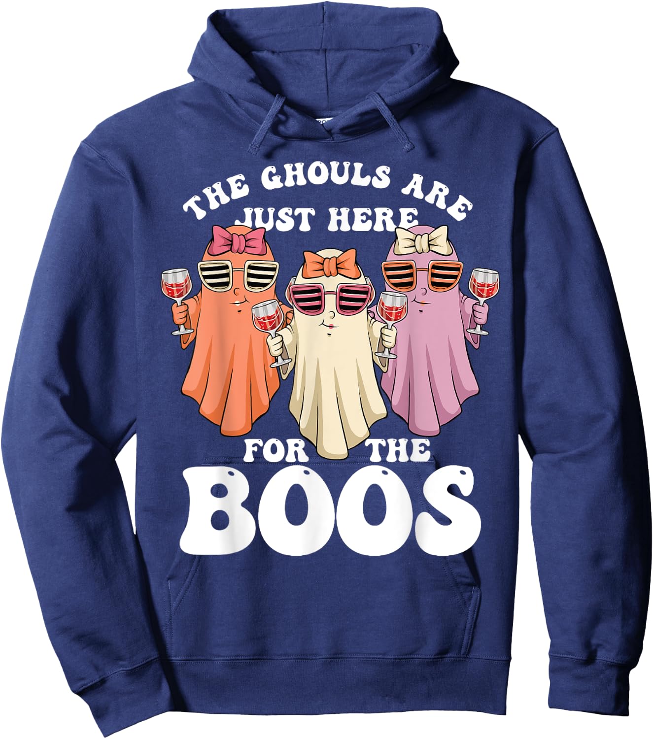 Ghouls Just Here for the Boos Halloween Ghosts Women Hoodie - Hoodie | Navy