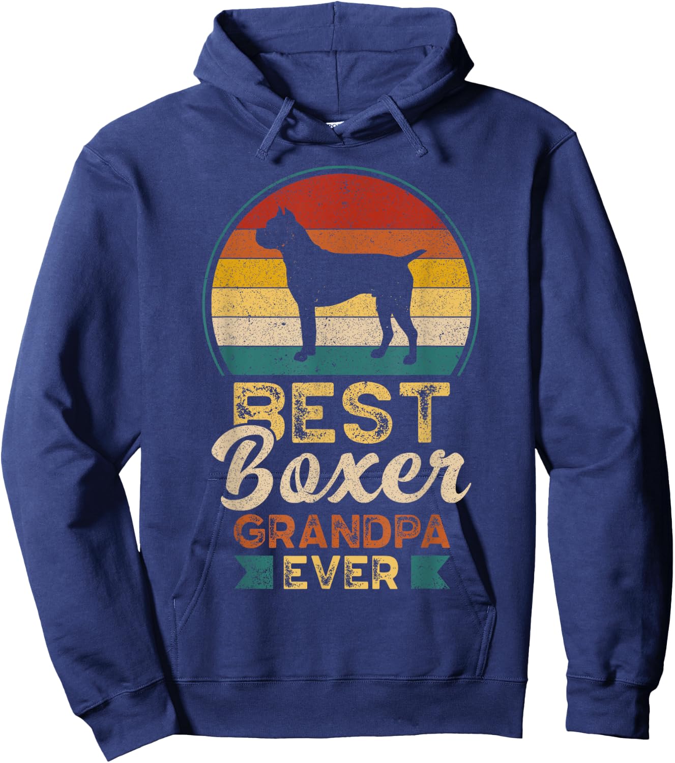 Best Boxer Grandpa Ever, Father's Day, Boxer Dog Hoodie - Hoodie | Navy