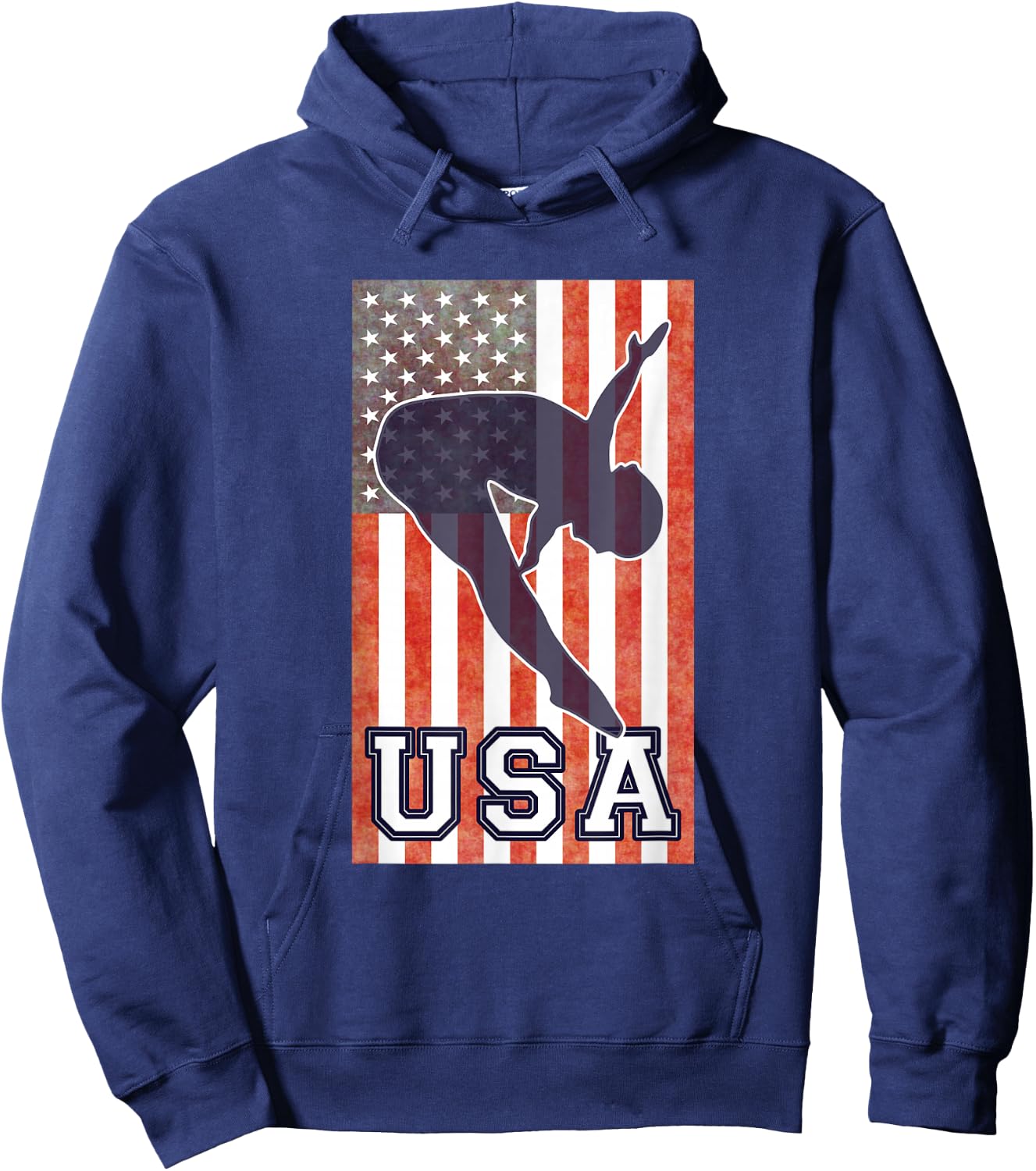 USA Diving American Flag Springboard Platform Team Athlete Hoodie - Hoodie | Navy