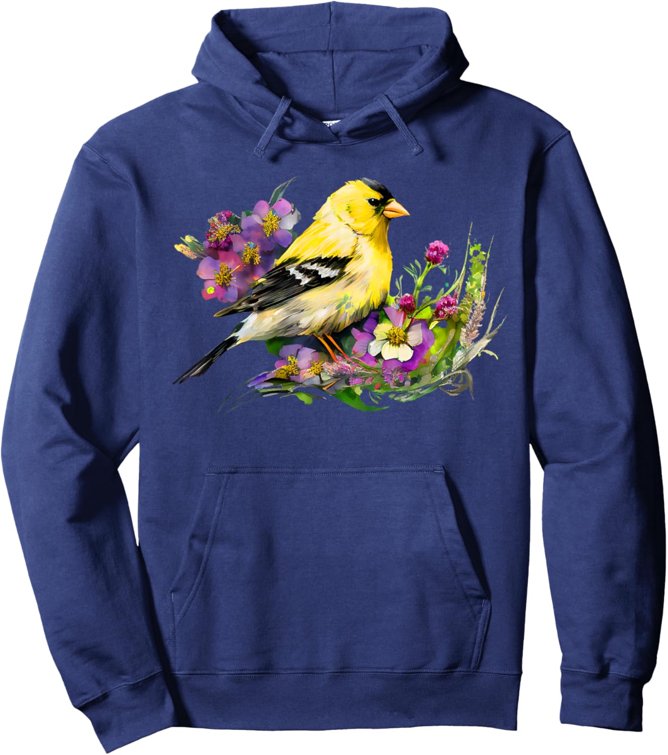 American Goldfinch Wild Backyard Birds Flower Garden Birders Hoodie - Hoodie | Navy
