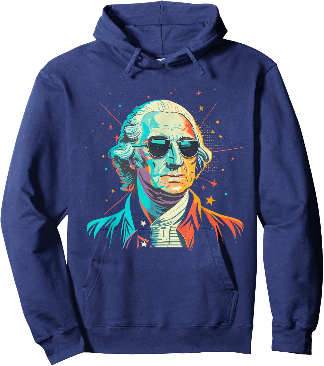 George Washington With Sunglasses | George Washington Hoodie - Hoodie | Navy