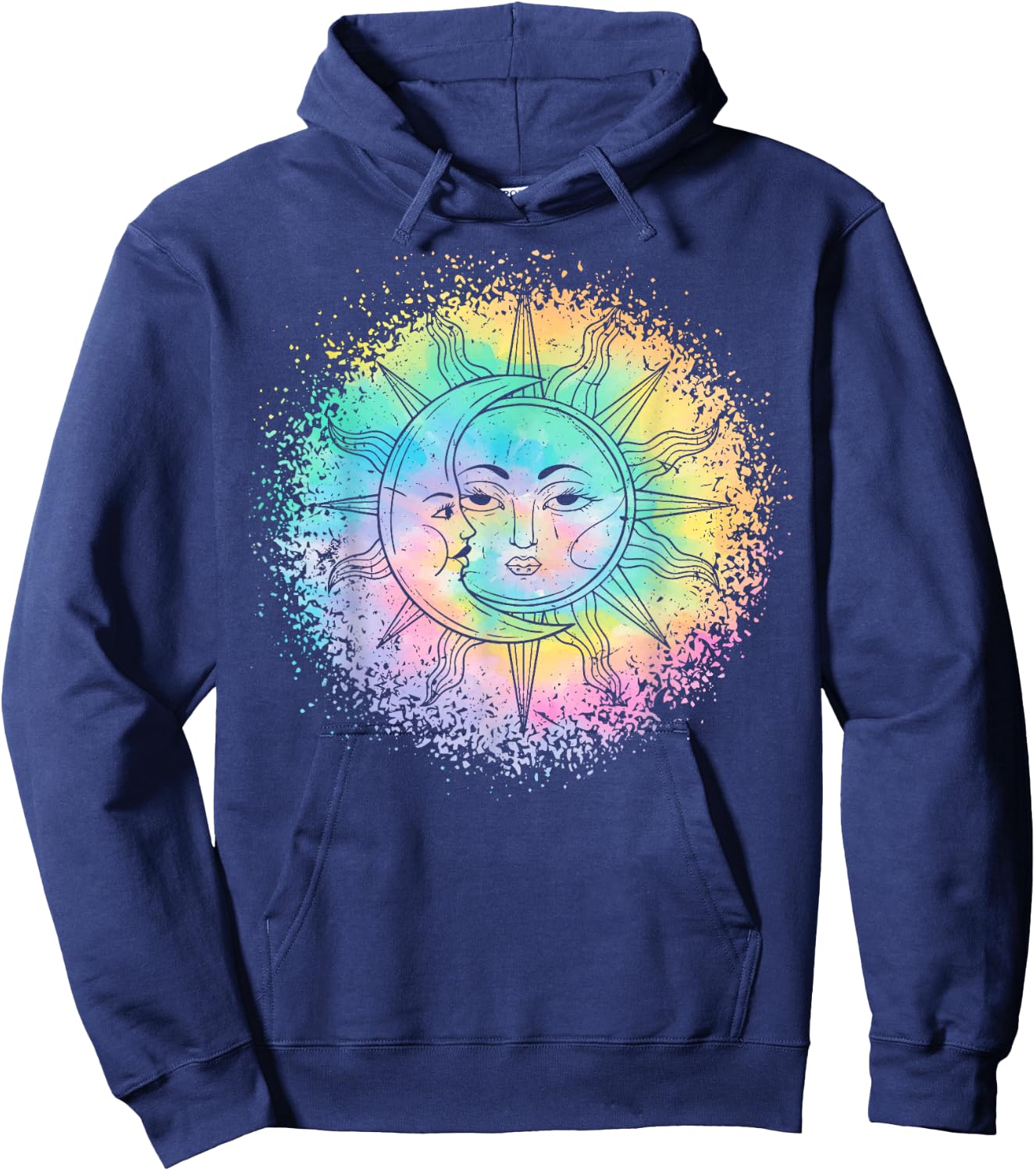 Sun and Moon Tie Dye casual Hipster Boho Funny Cute graphic Hoodie - Hoodie | Navy