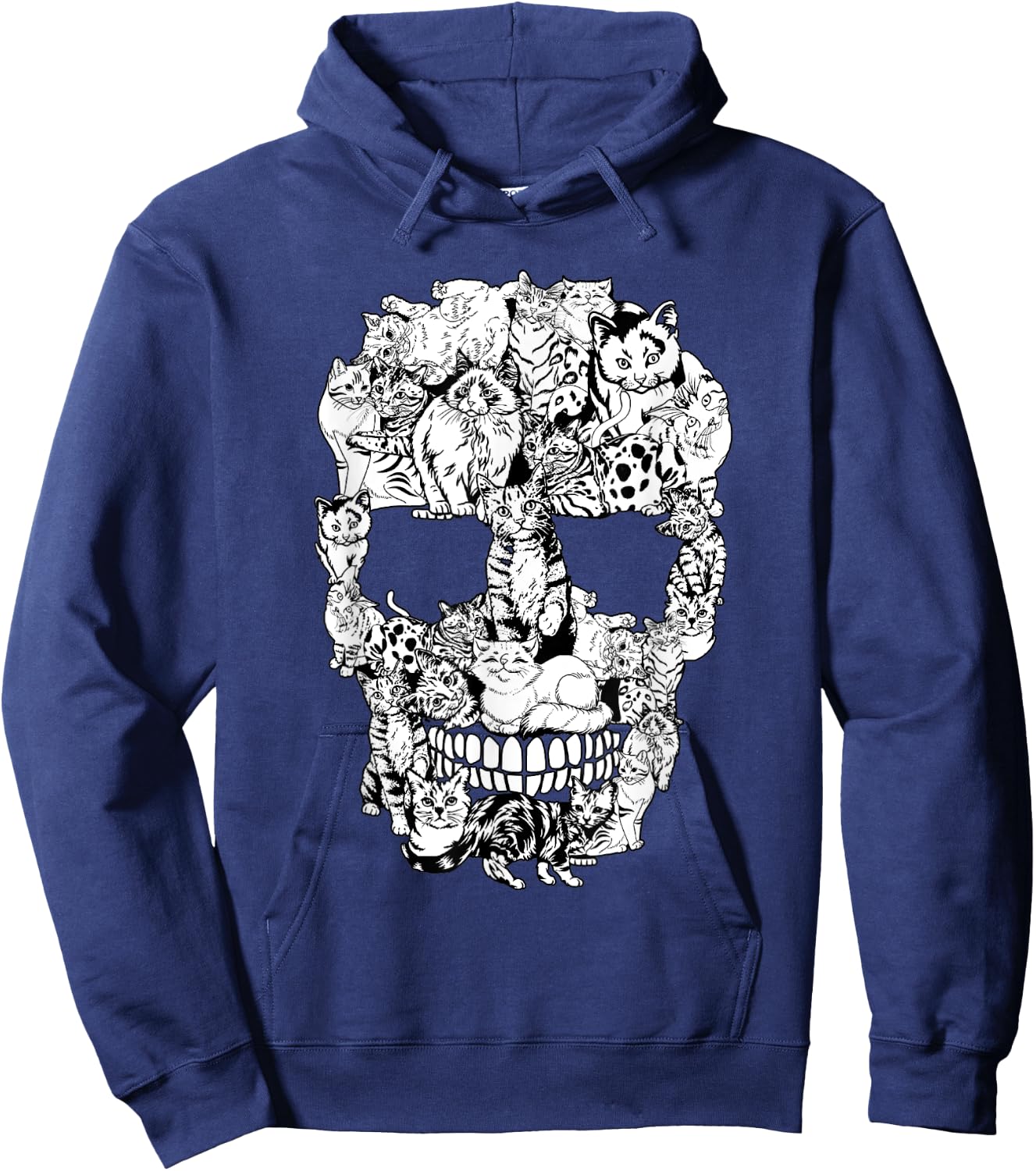 Funny Cat Skull Skeleton Halloween Costume Men Women Kids Hoodie - Hoodie | Navy