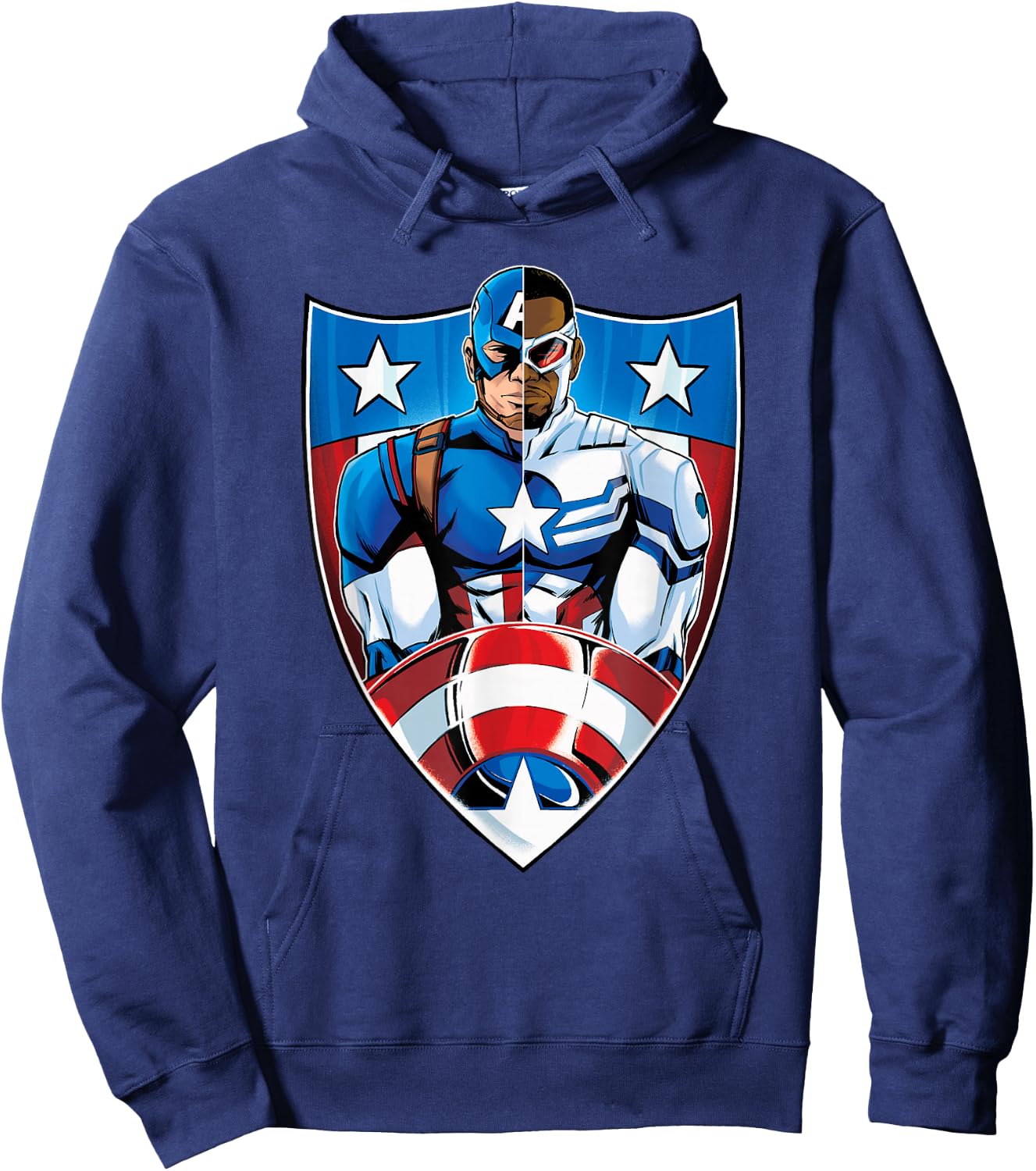 Marvel Captain America Steve Rogers and Sam Wilson on Shield Hoodie - Hoodie | Navy