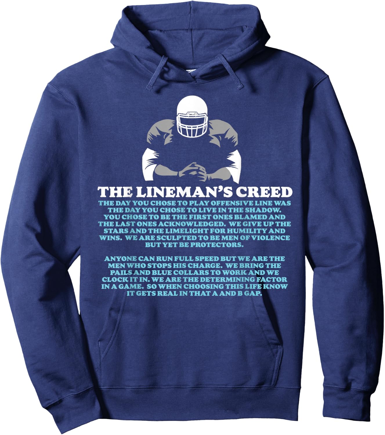 Offensive Lineman's Creed: Life in the Shadows O-Line Hoodie - Hoodie | Navy