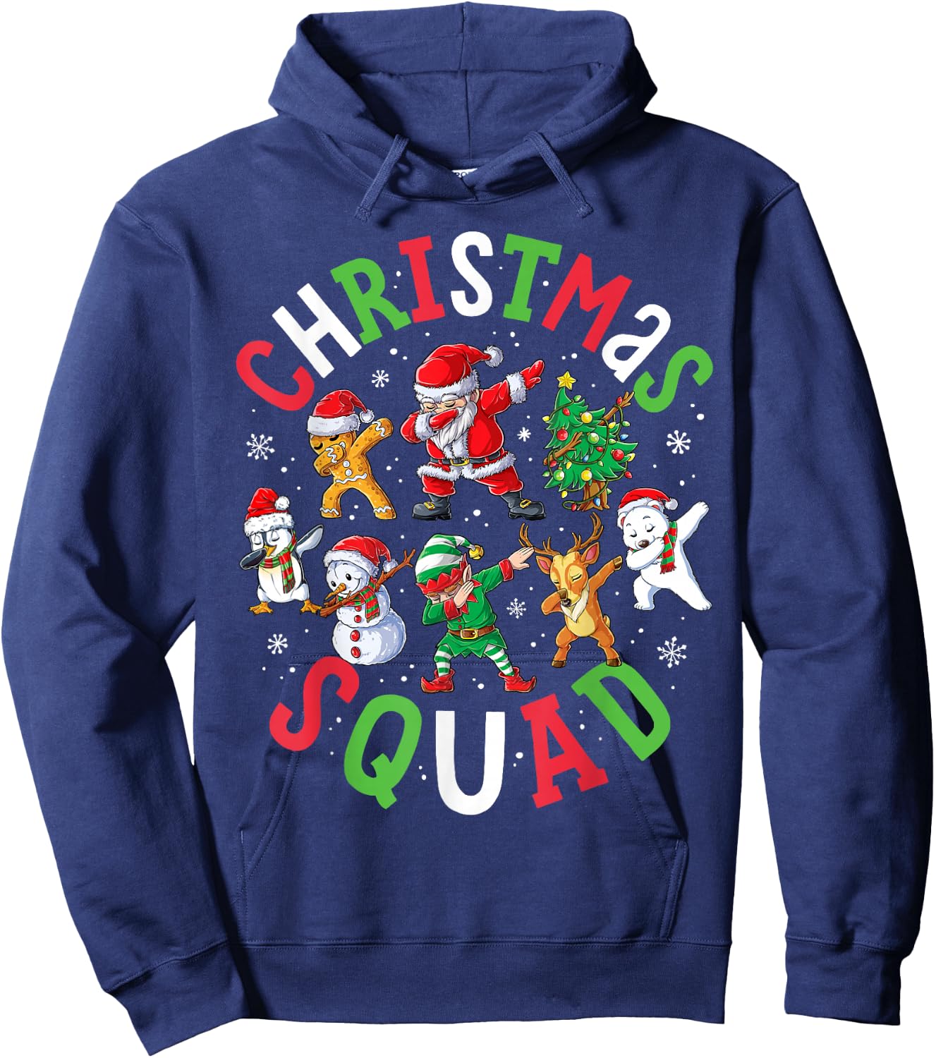 Christmas Squad Santa Dabbing Elf Family Matching Pajamas Hoodie - Hoodie | Navy