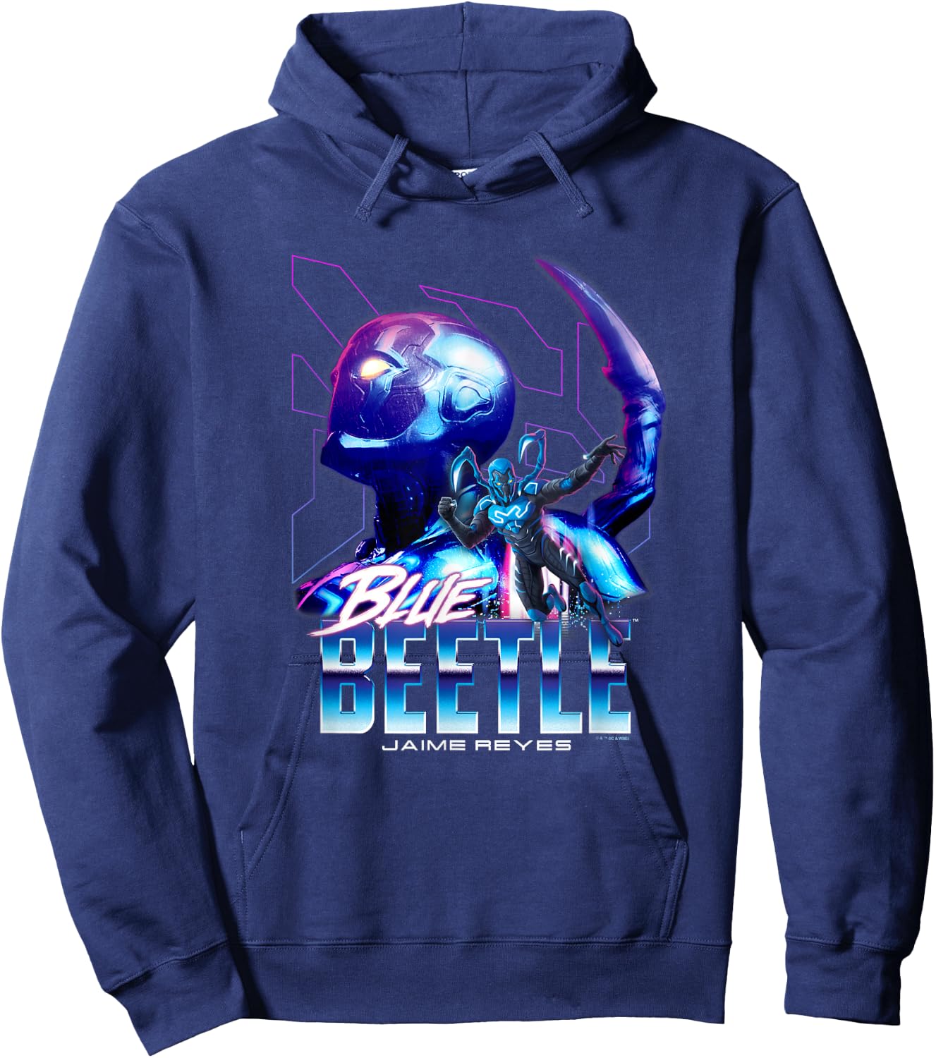 Blue Beetle Jaime Reyes Heroic Neon Outlines Portrait Hoodie - Hoodie | Navy