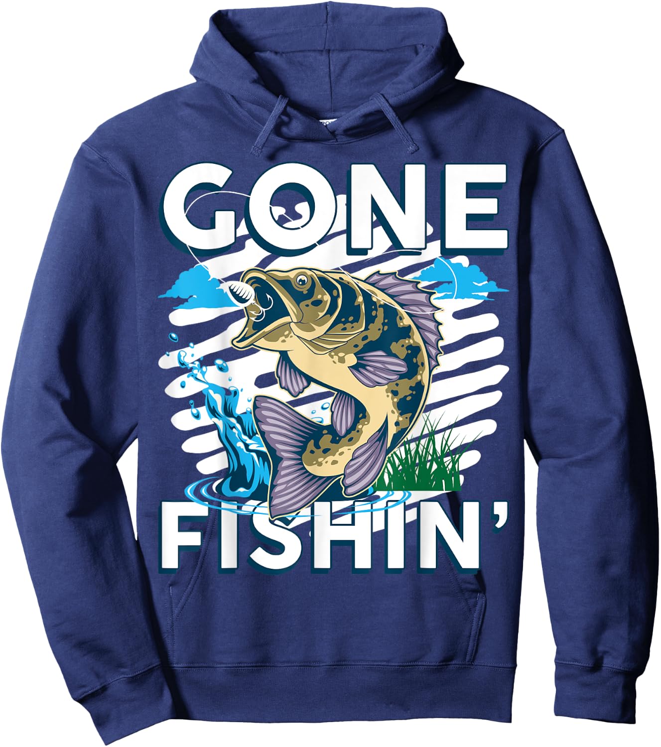 Fishing Gone Fishing Funny Bass Fish Fisherman Dad Hoodie - Hoodie | Navy