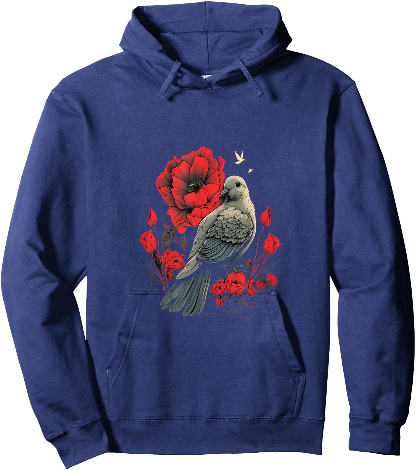 Memorial Day Red Poppy Flower Dove USA Flag 4th of July Men Hoodie - Hoodie | Navy