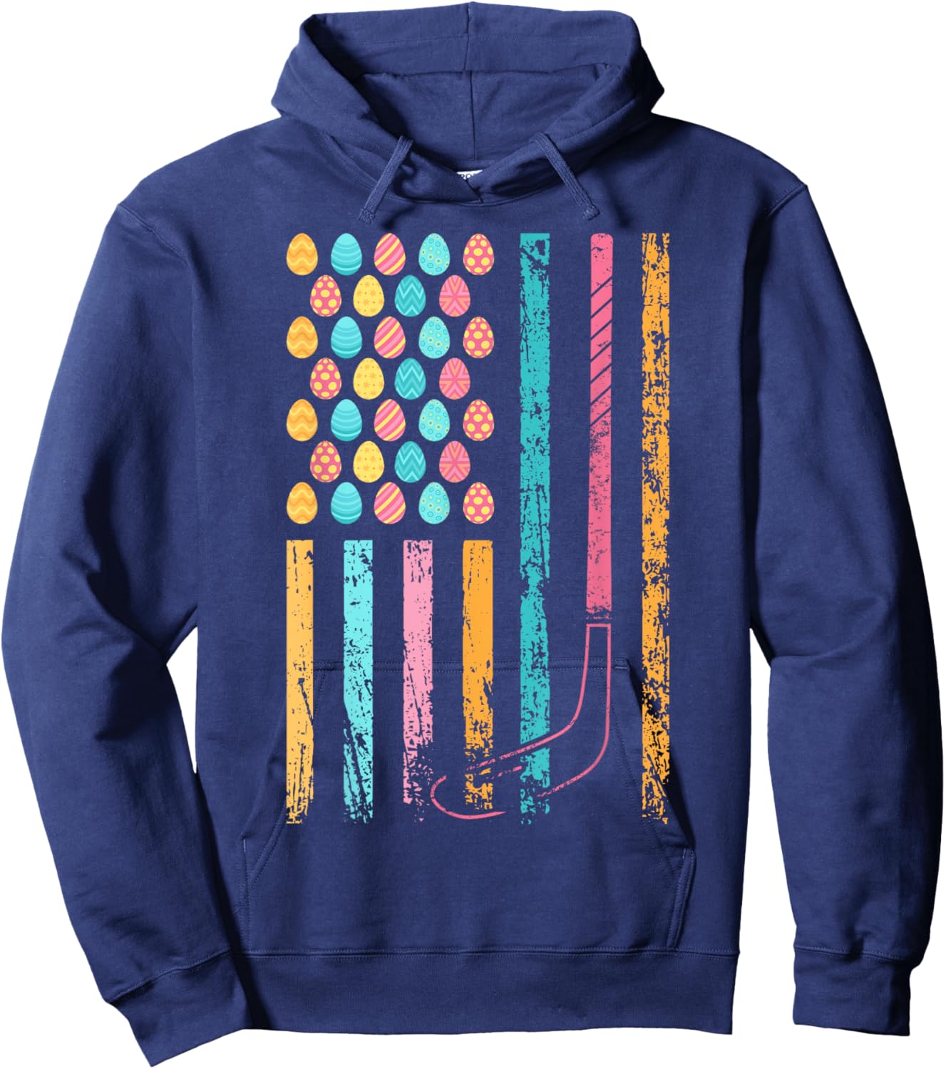 American Sports Flag Easter Egg Decor Ice Hockey Hoodie - Hoodie | Navy