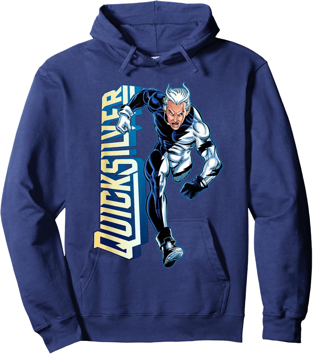 Marvel Comics Retro Classic Quicksilver Running Portrait Hoodie - Hoodie | Navy