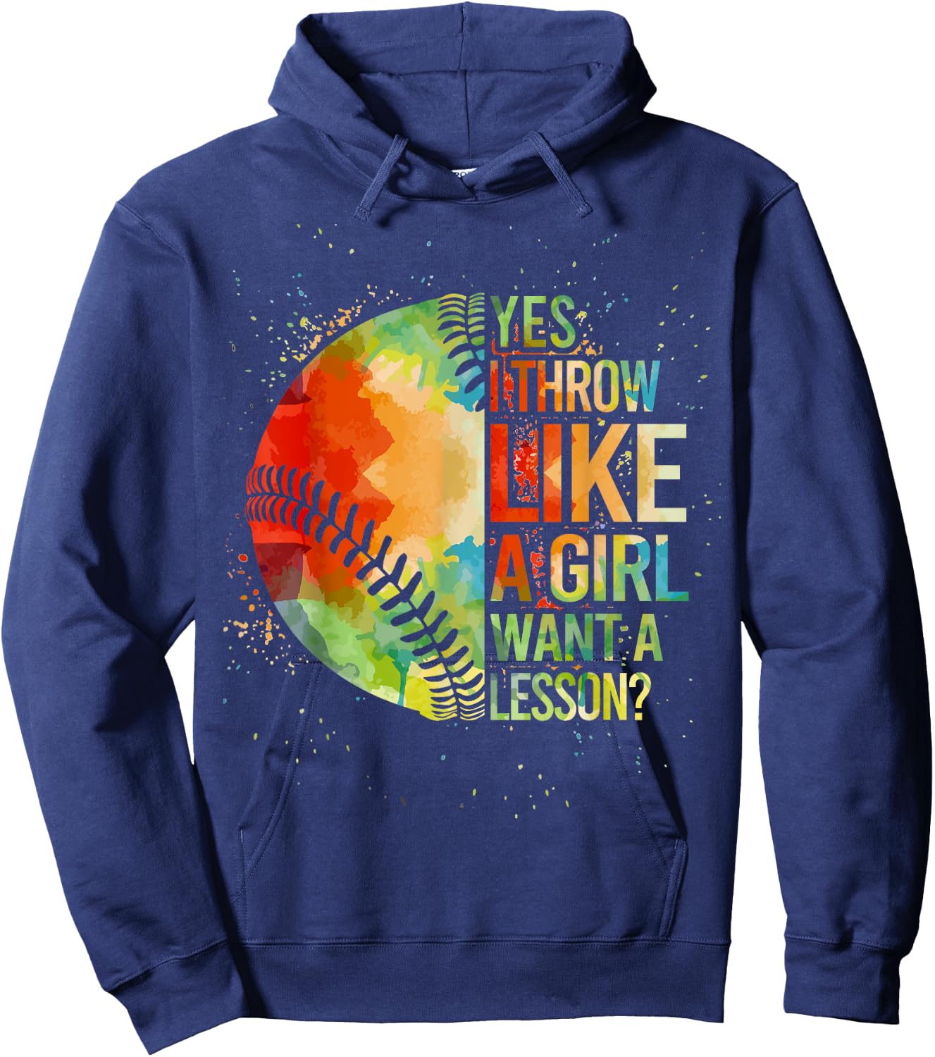 Softball-Shirt Yes I Throw Like a Girl Funny Mom Teen Women Hoodie - Hoodie | Navy