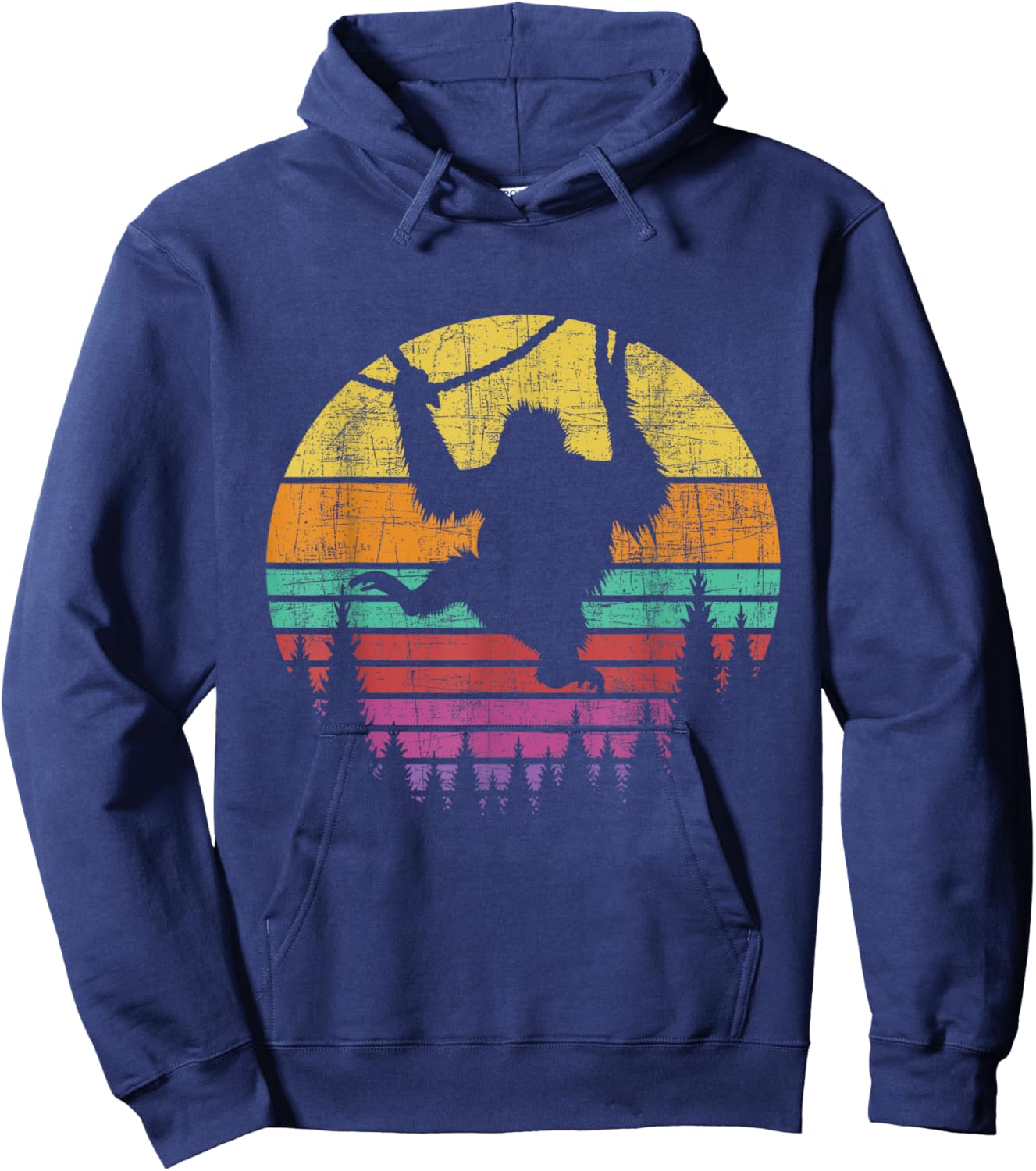 Retro Vintage Hanging Monkey - Safari Jungle Animal Lover Hoodie - Hoodie | Navy