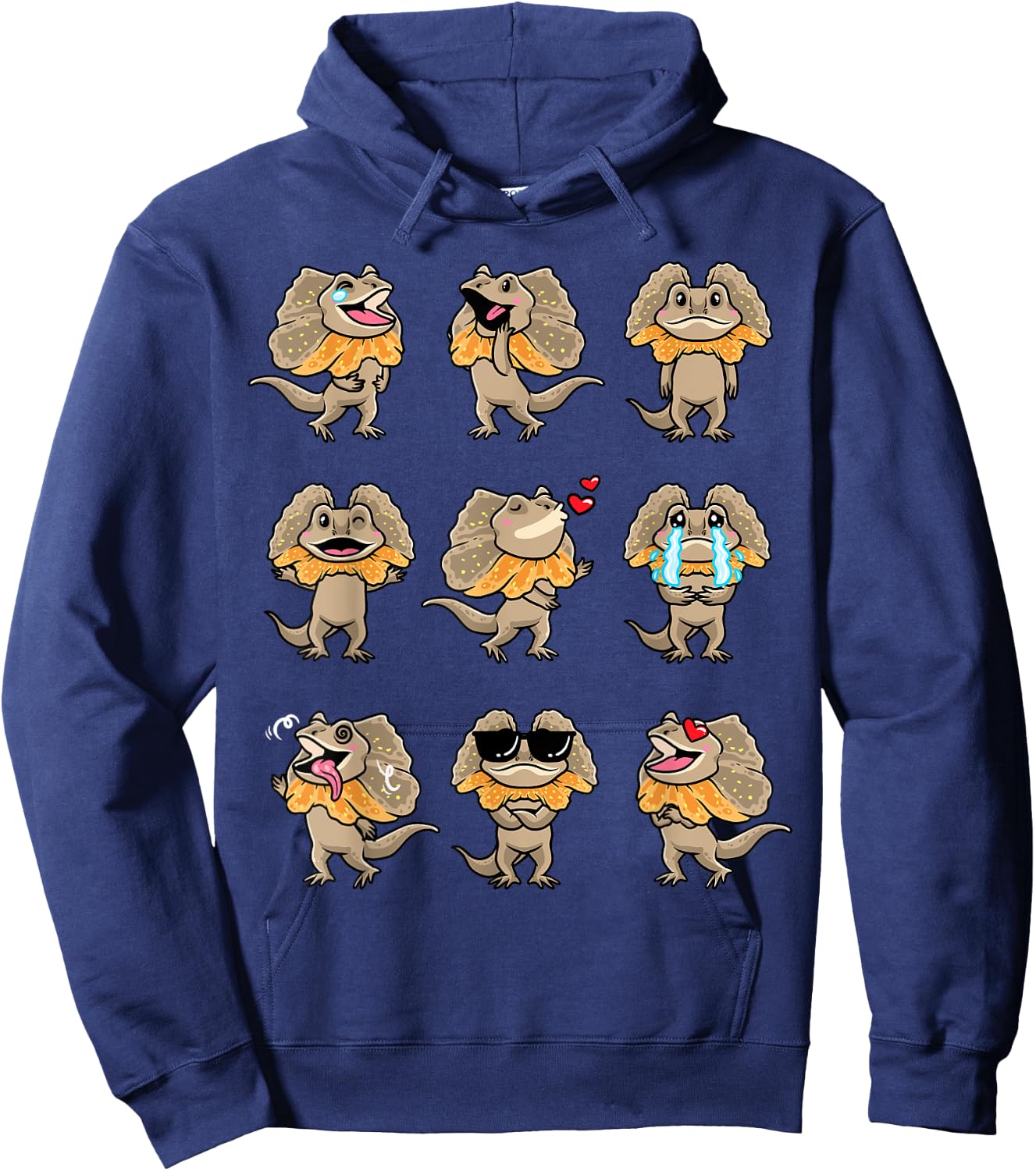 Frilled Dragon Frill-Necked Lizard Cute Design Reptile Hoodie - Hoodie | Navy