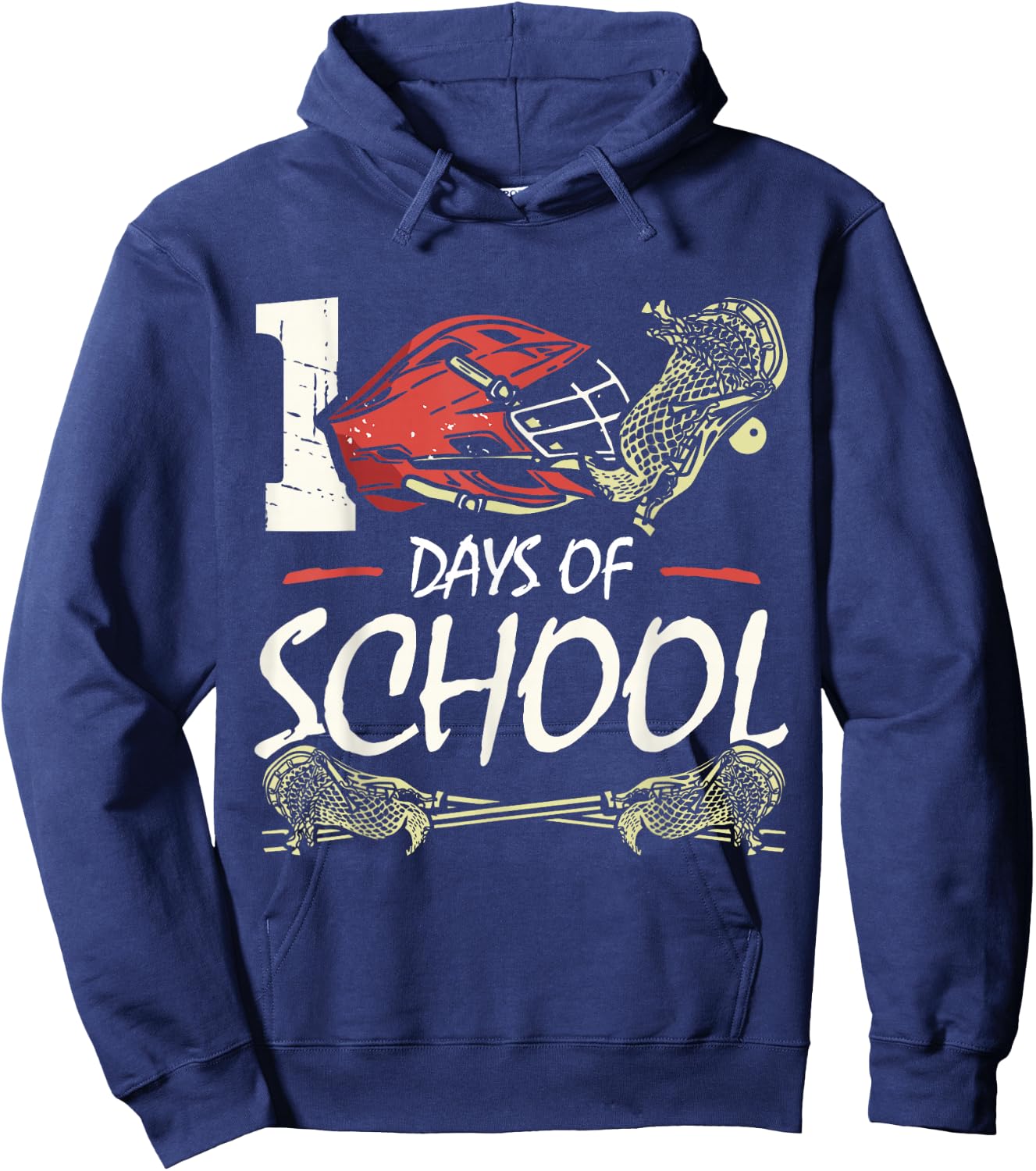 100 Days Of School Sports Game Lacrosse Player Student Hoodie - Hoodie | Navy