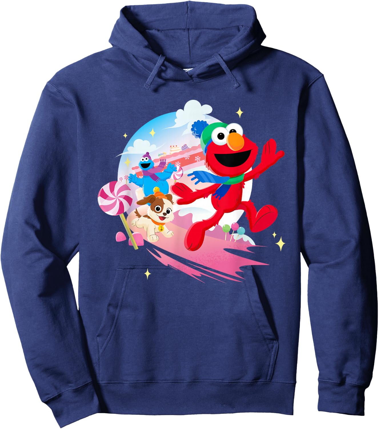 Sesame Street Holiday Cheer With Elmo, Tango, Cookie Monster Hoodie - Hoodie | Navy