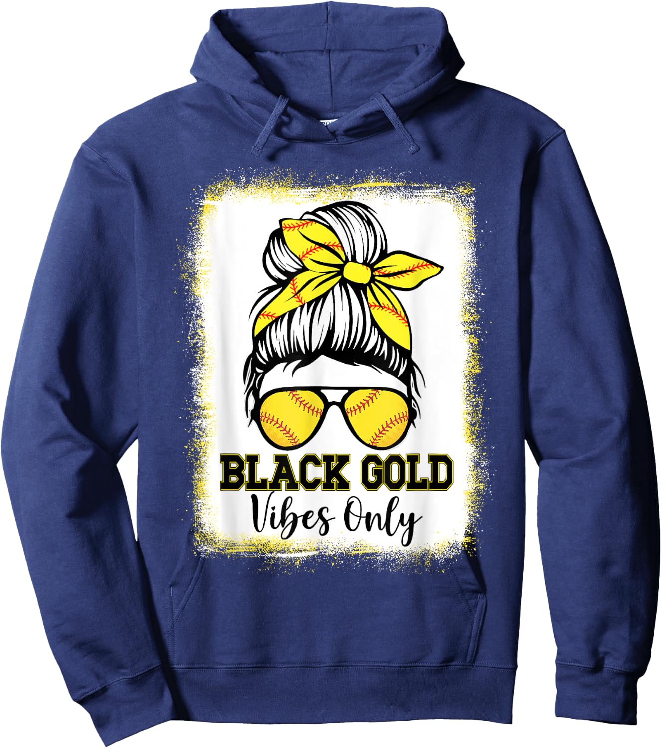 Black Gold Vibes Only Softball Shirt Women Leopard Baseball Hoodie - Hoodie | Navy