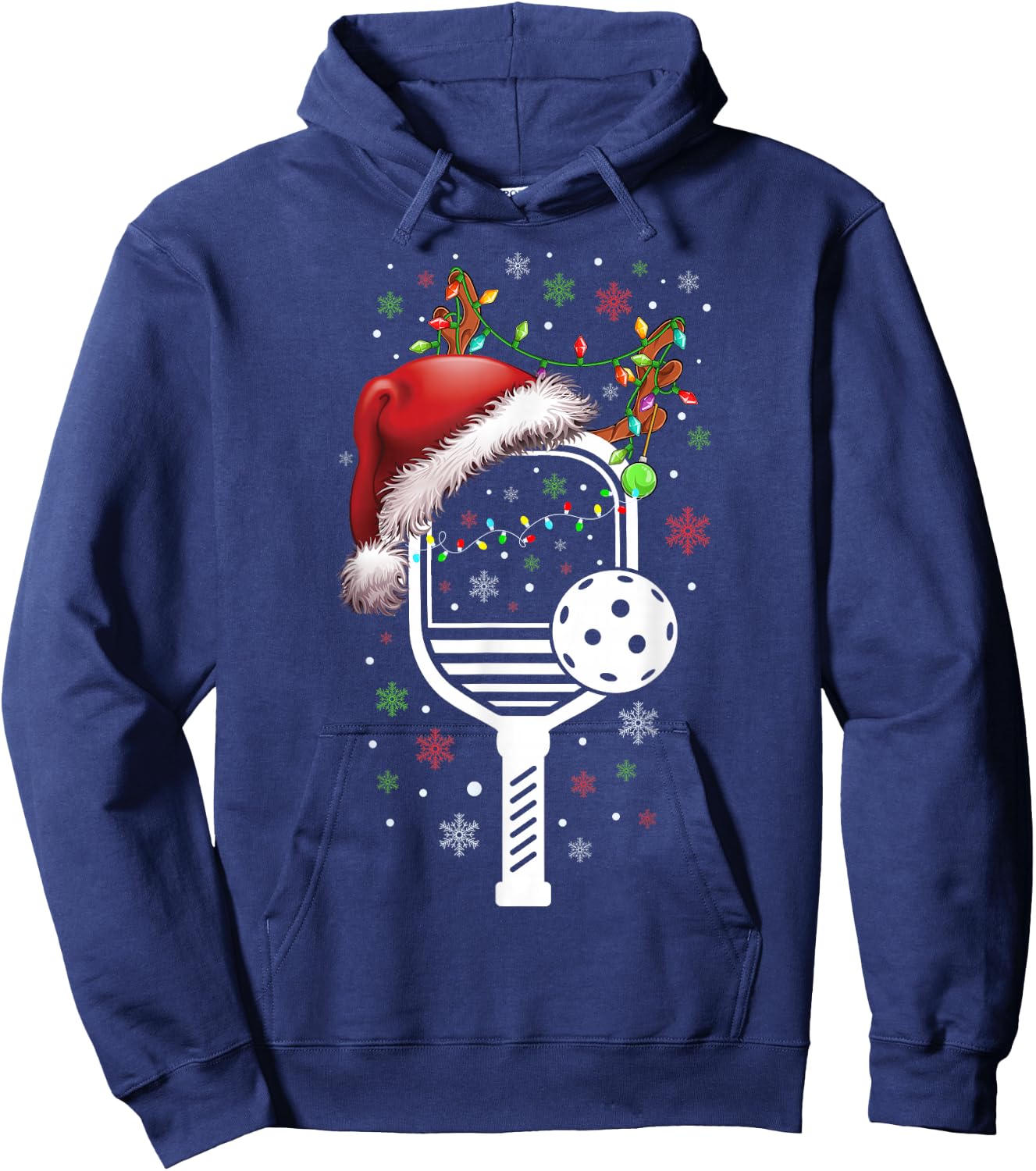 Pickleball Player Christmas Holiday Reindeer Xmas Women Men Hoodie - Hoodie | Navy