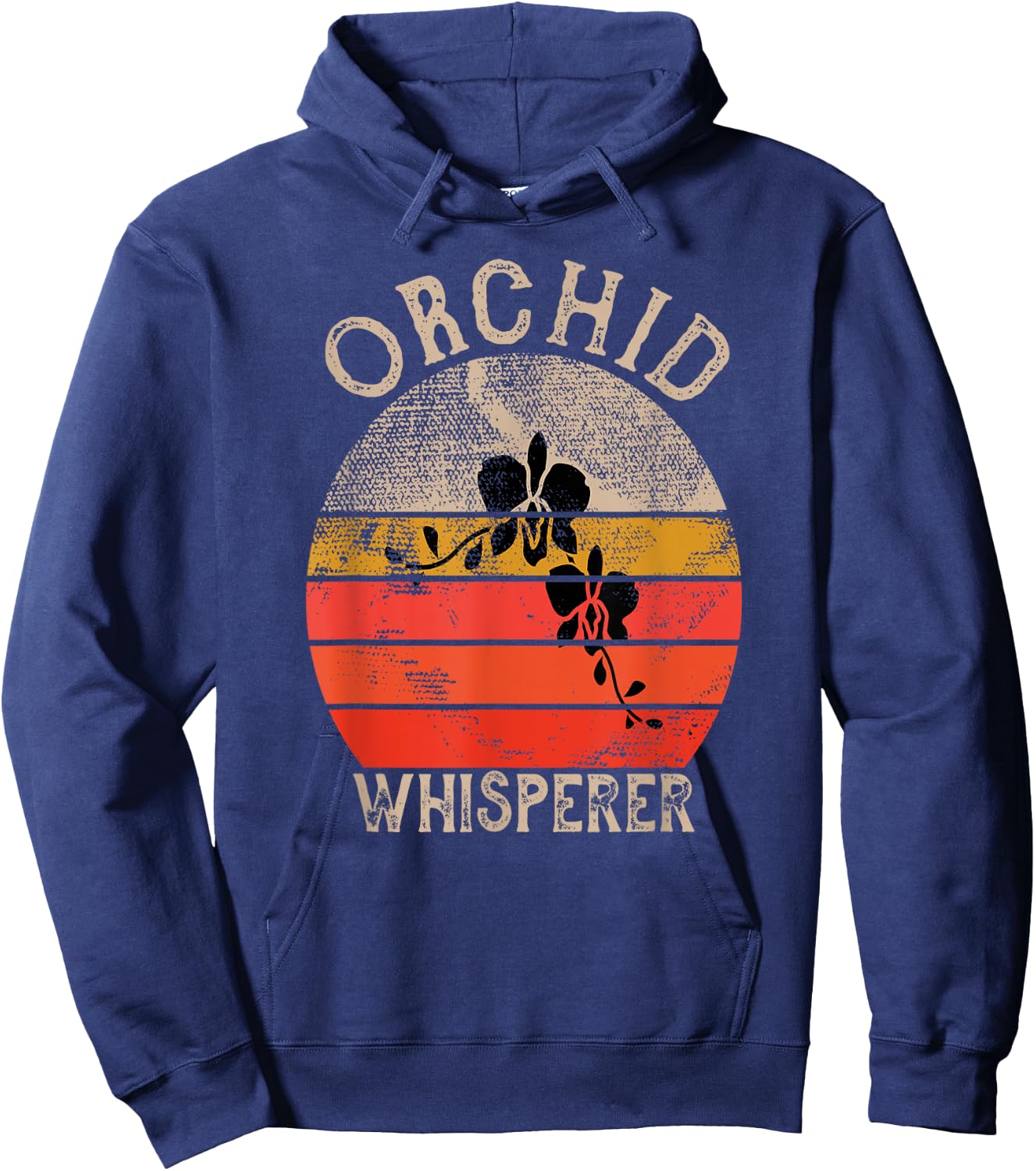 Retro Orchid Whisperer Funny Orchids Flower Lover Gardener Hoodie - Hoodie | Navy