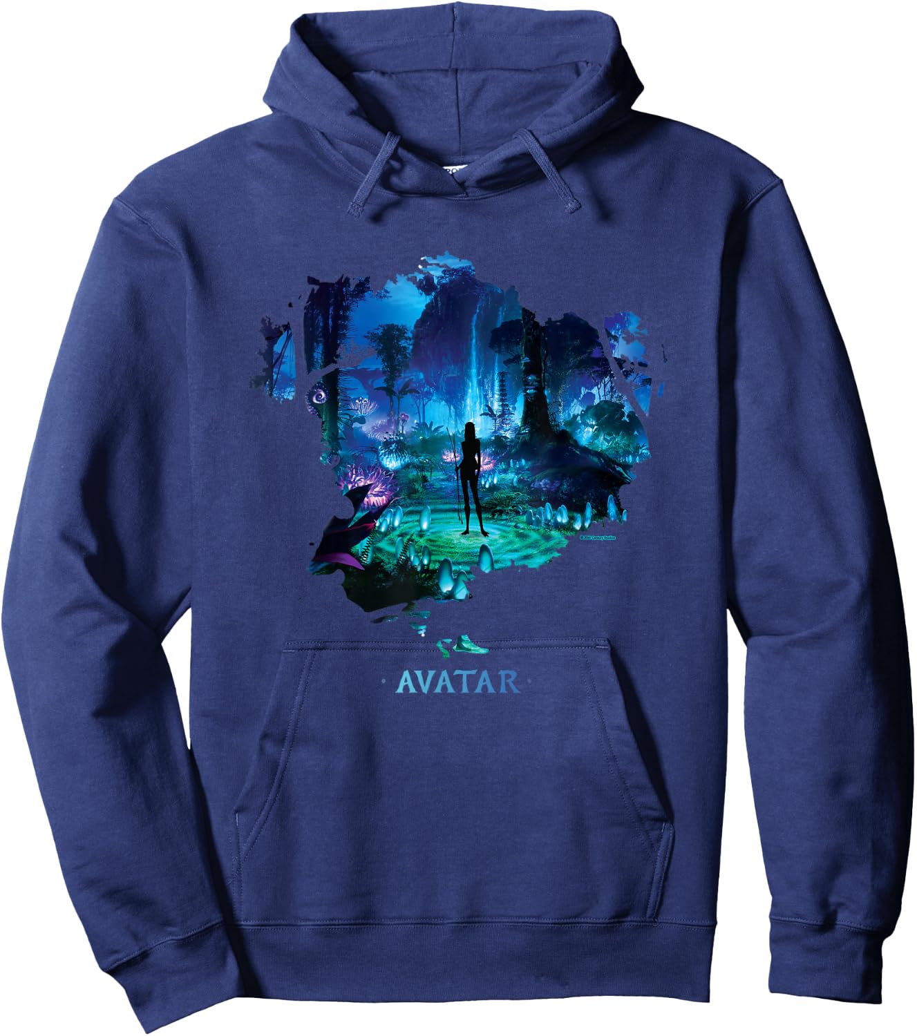 Avatar Na'vi in Pandora Jungle at Night with Logo Hoodie - Hoodie | Navy