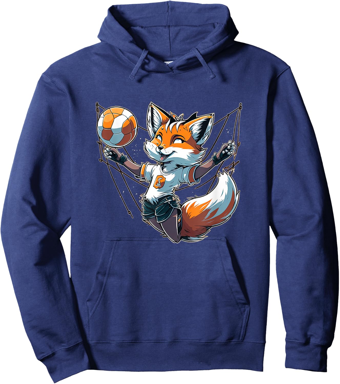Volleyball Fox - Fox and Volleyball Hoodie - Hoodie | Navy