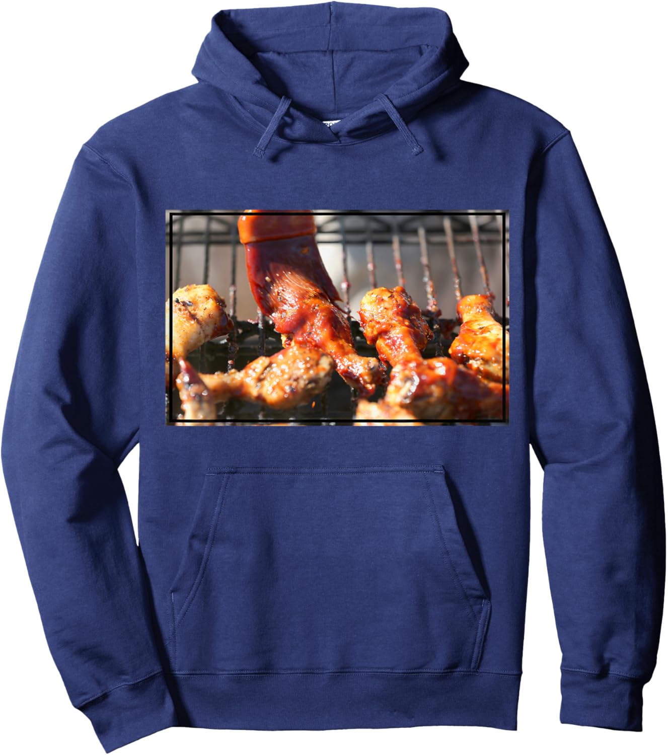BBQ Chicken Wings on the Grill Photograph Hoodie - Hoodie | Navy