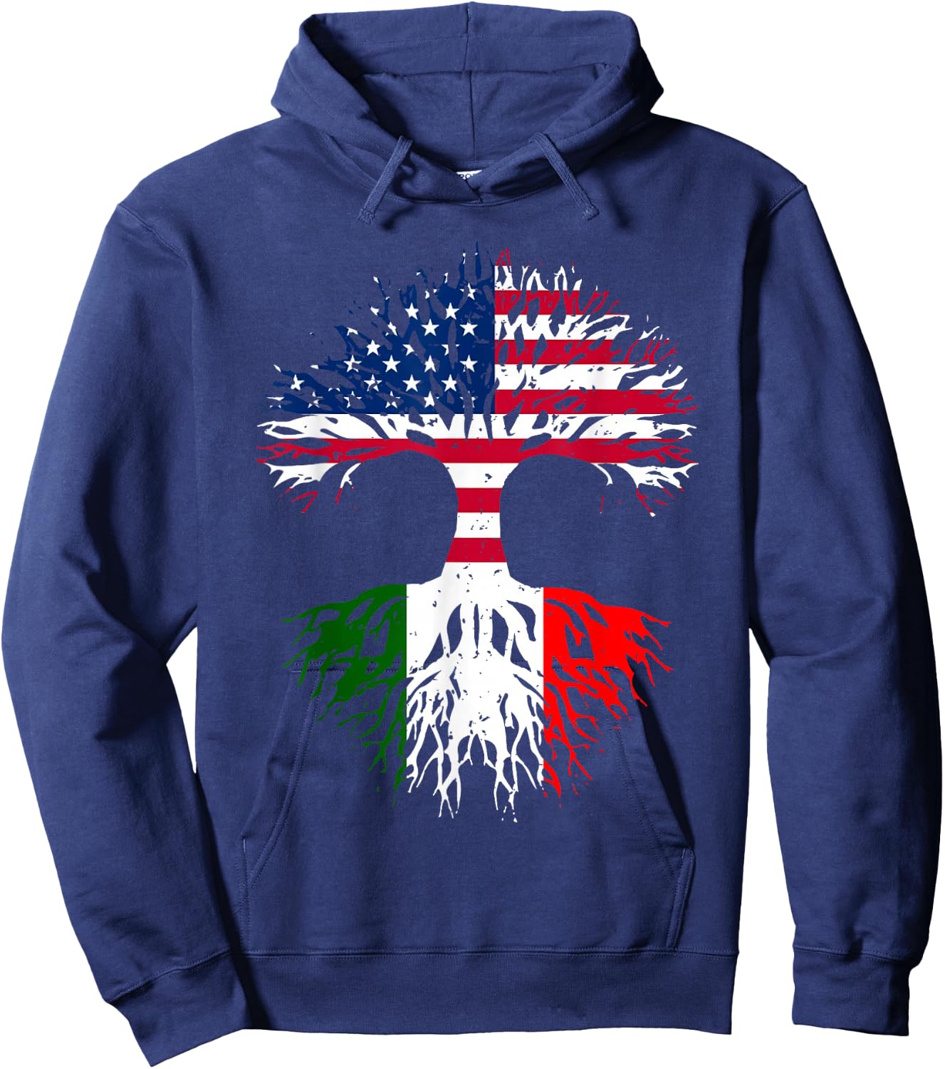 Italian Roots American Grown Tree USA Flag Funny Italy Flag Hoodie - Hoodie | Navy