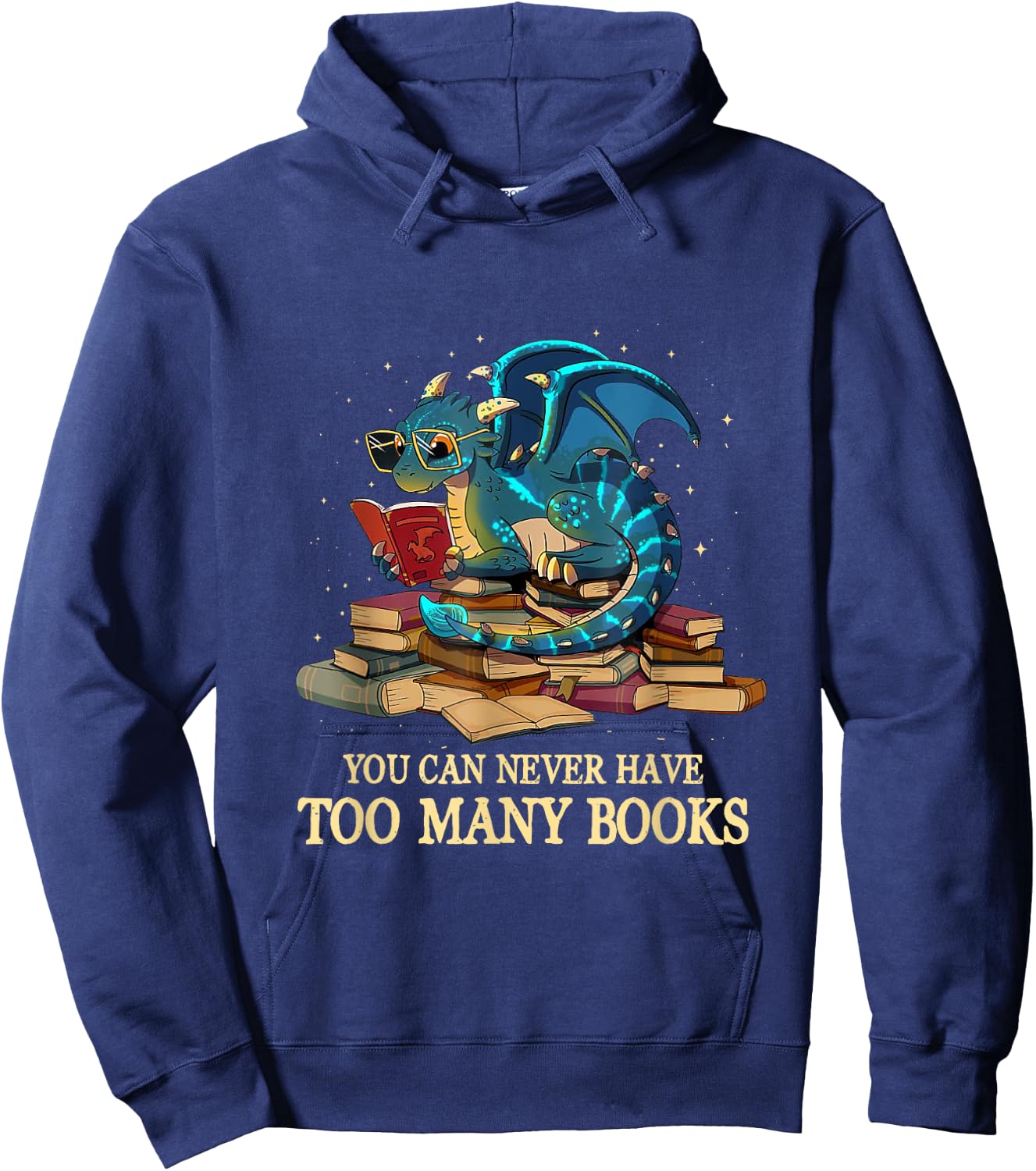 You Can Never Have Too Many Books Dragon Nerds Library Theme Hoodie - Hoodie | Navy