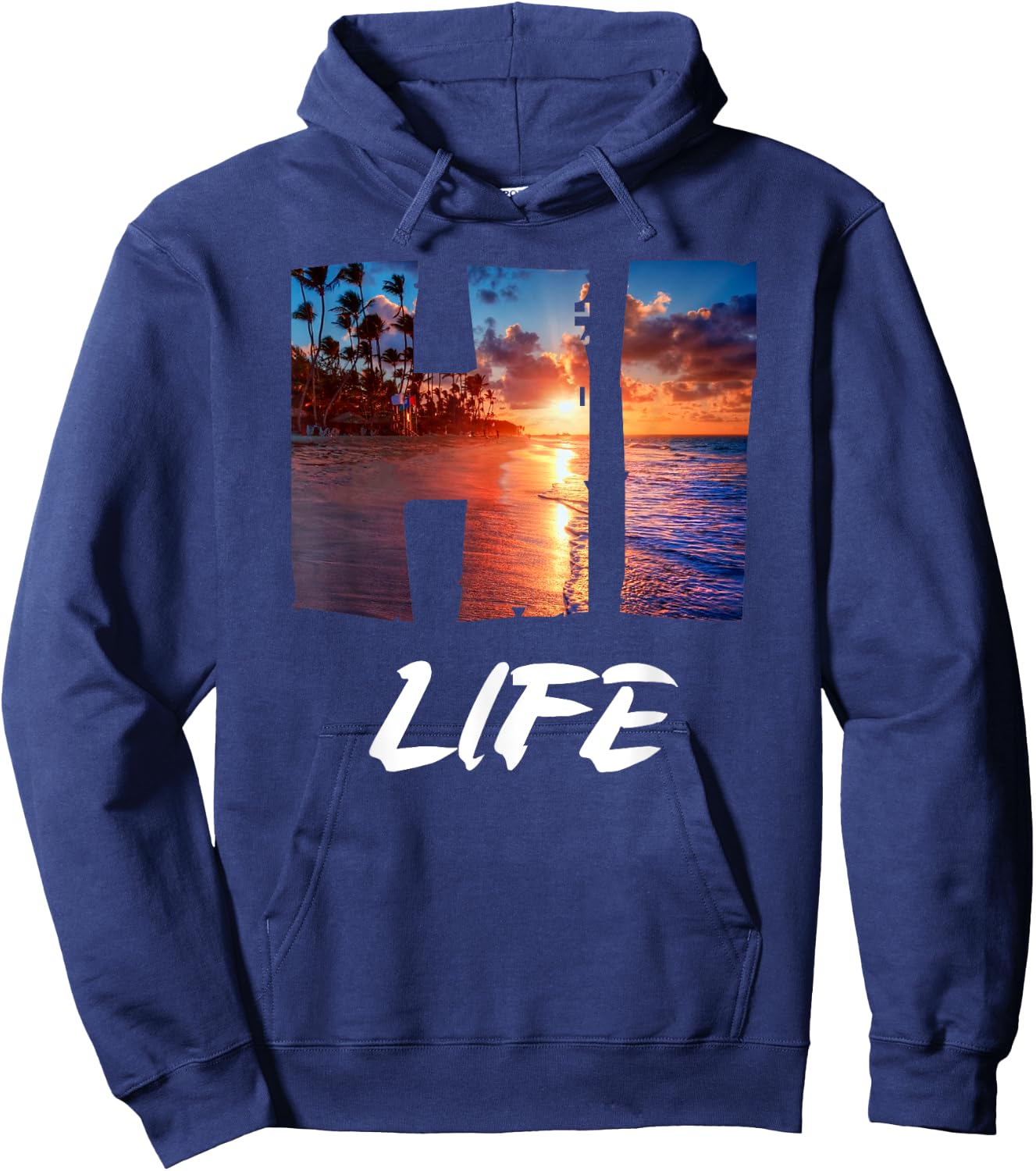 HI Life Aloha Hawaii Tropical Island Hawaiian Vacation Hoodie - Hoodie | Navy